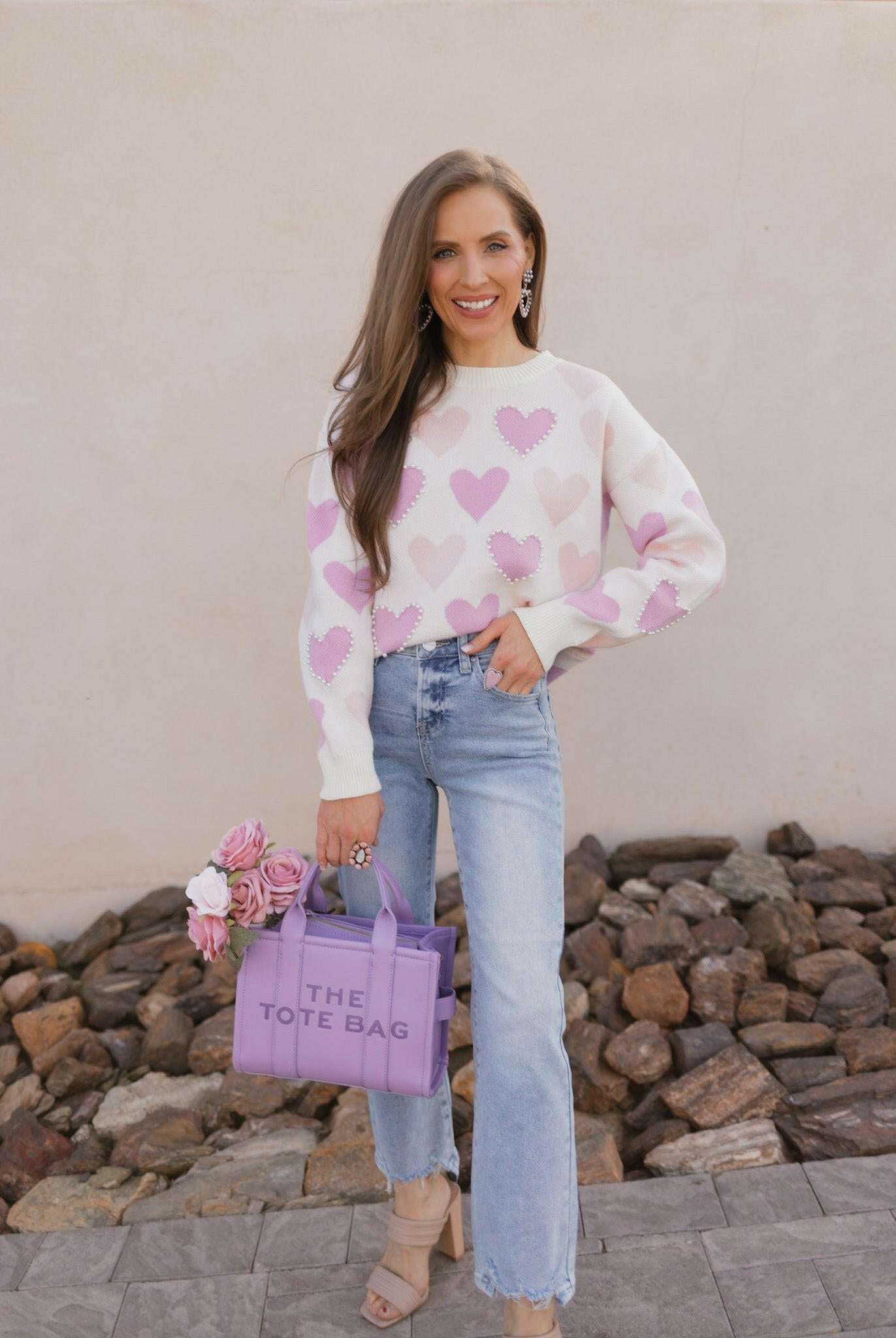 Hearts Galore Luxe Pearl Detail Sweater-Sweaters-Krush Kandy, Women's Online Fashion Boutique Located in Phoenix, Arizona (Scottsdale Area)