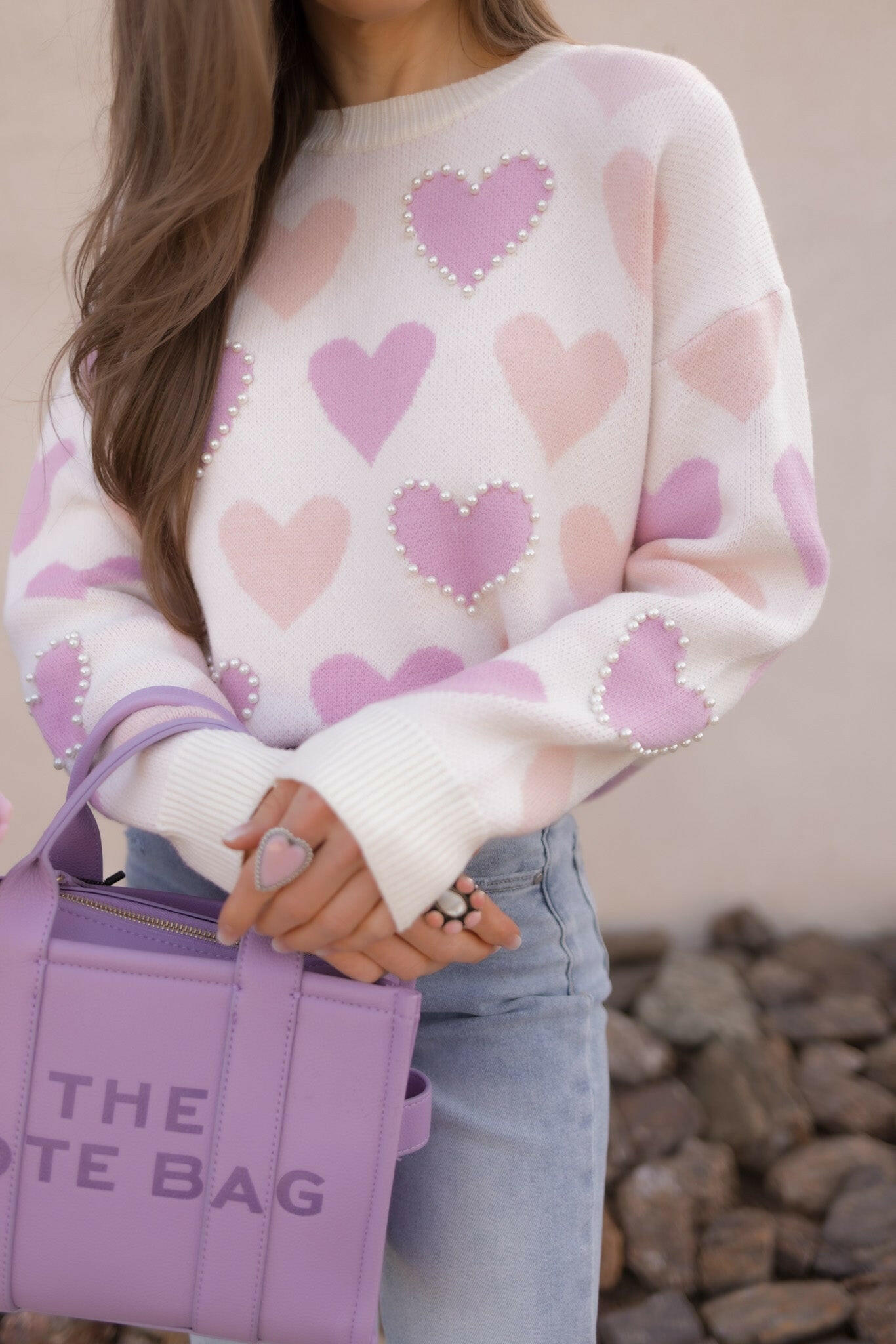 Hearts Galore Luxe Pearl Detail Sweater-Sweaters-Krush Kandy, Women's Online Fashion Boutique Located in Phoenix, Arizona (Scottsdale Area)