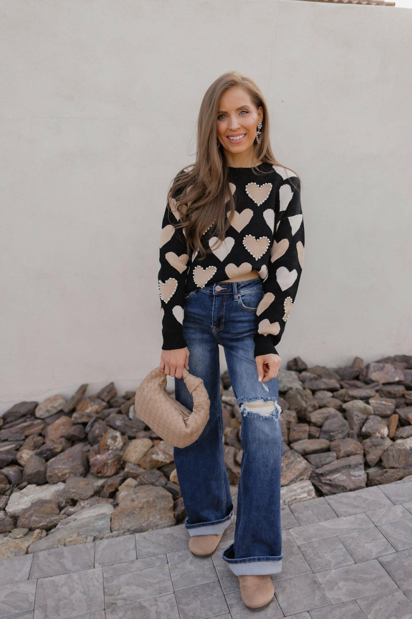 Hearts Galore Luxe Pearl Detail Sweater-Sweaters-Krush Kandy, Women's Online Fashion Boutique Located in Phoenix, Arizona (Scottsdale Area)