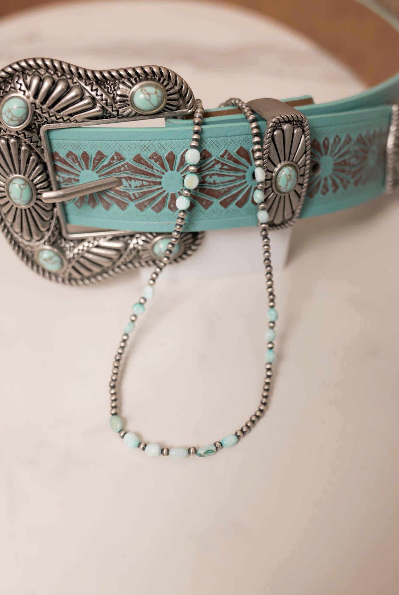 Dyed Larimar & Desert Pearl Necklace-Pearl Necklaces-Krush Kandy, Women's Online Fashion Boutique Located in Phoenix, Arizona (Scottsdale Area)