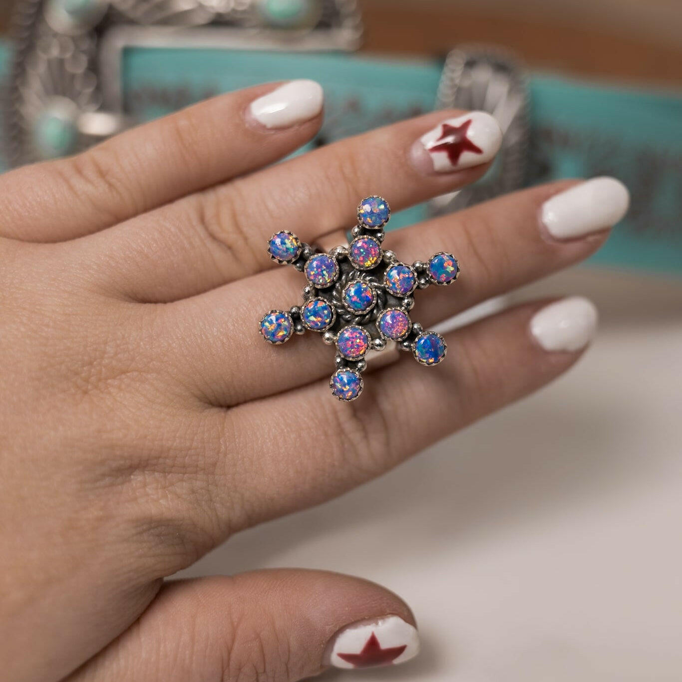 Snowflake Dreams Opal Stone Ring & Pendant-Statement Rings-Krush Kandy, Women's Online Fashion Boutique Located in Phoenix, Arizona (Scottsdale Area)