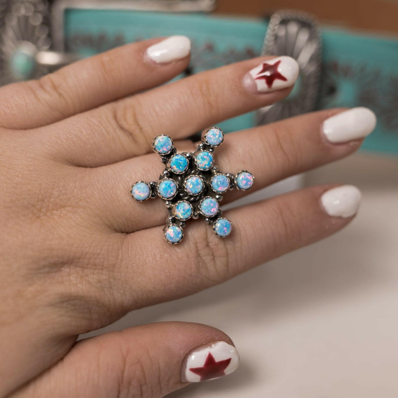 Snowflake Dreams Opal Stone Ring & Pendant-Statement Rings-Krush Kandy, Women's Online Fashion Boutique Located in Phoenix, Arizona (Scottsdale Area)