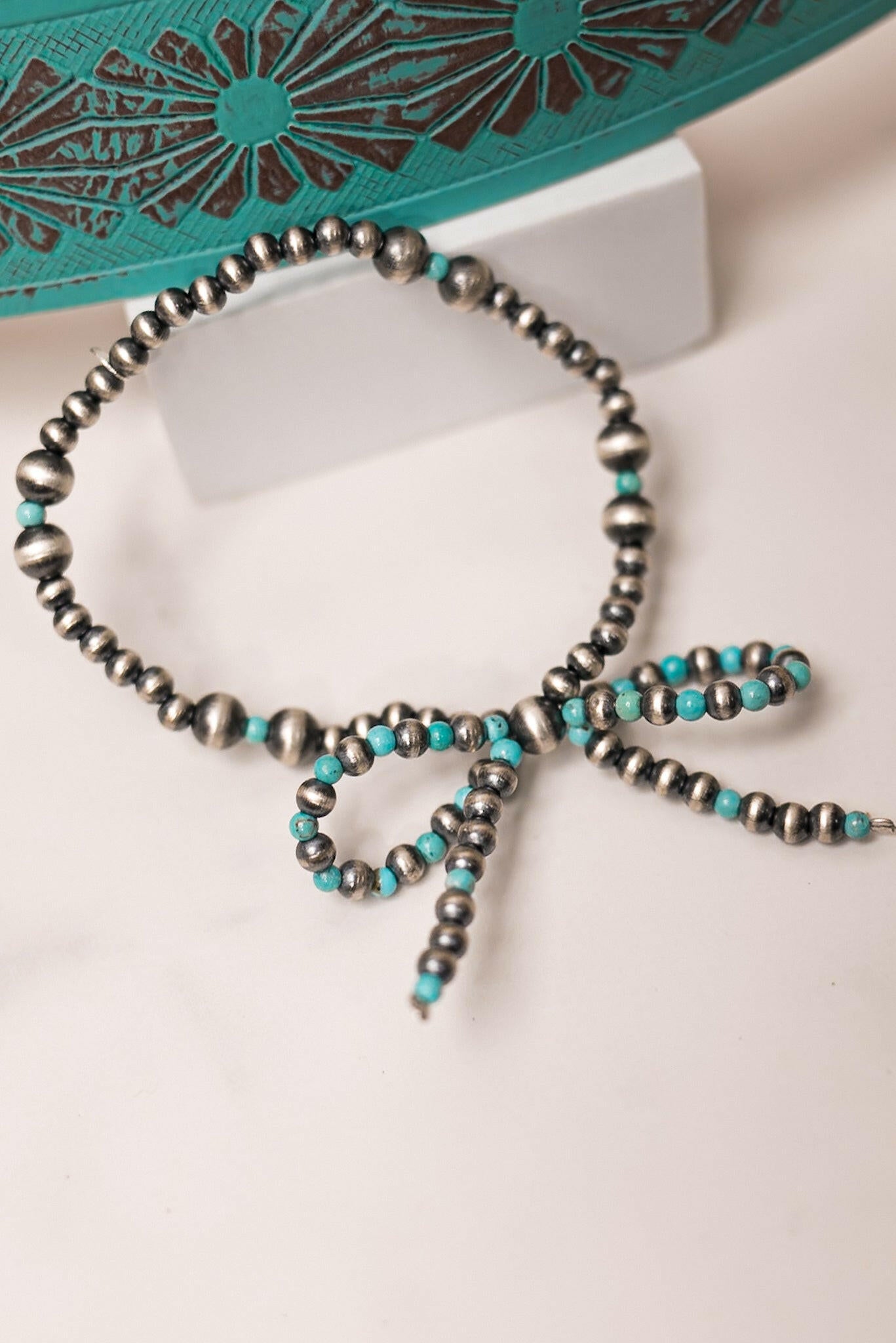 Klassic Desert Pearl & Turquoise Bow Bracelet-Bracelets-Krush Kandy, Women's Online Fashion Boutique Located in Phoenix, Arizona (Scottsdale Area)