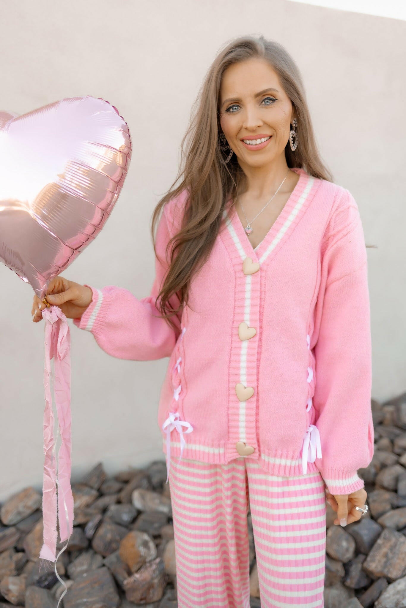 Ribbon Hearts Cable Knit Cardigan-Sweaters-Krush Kandy, Women's Online Fashion Boutique Located in Phoenix, Arizona (Scottsdale Area)