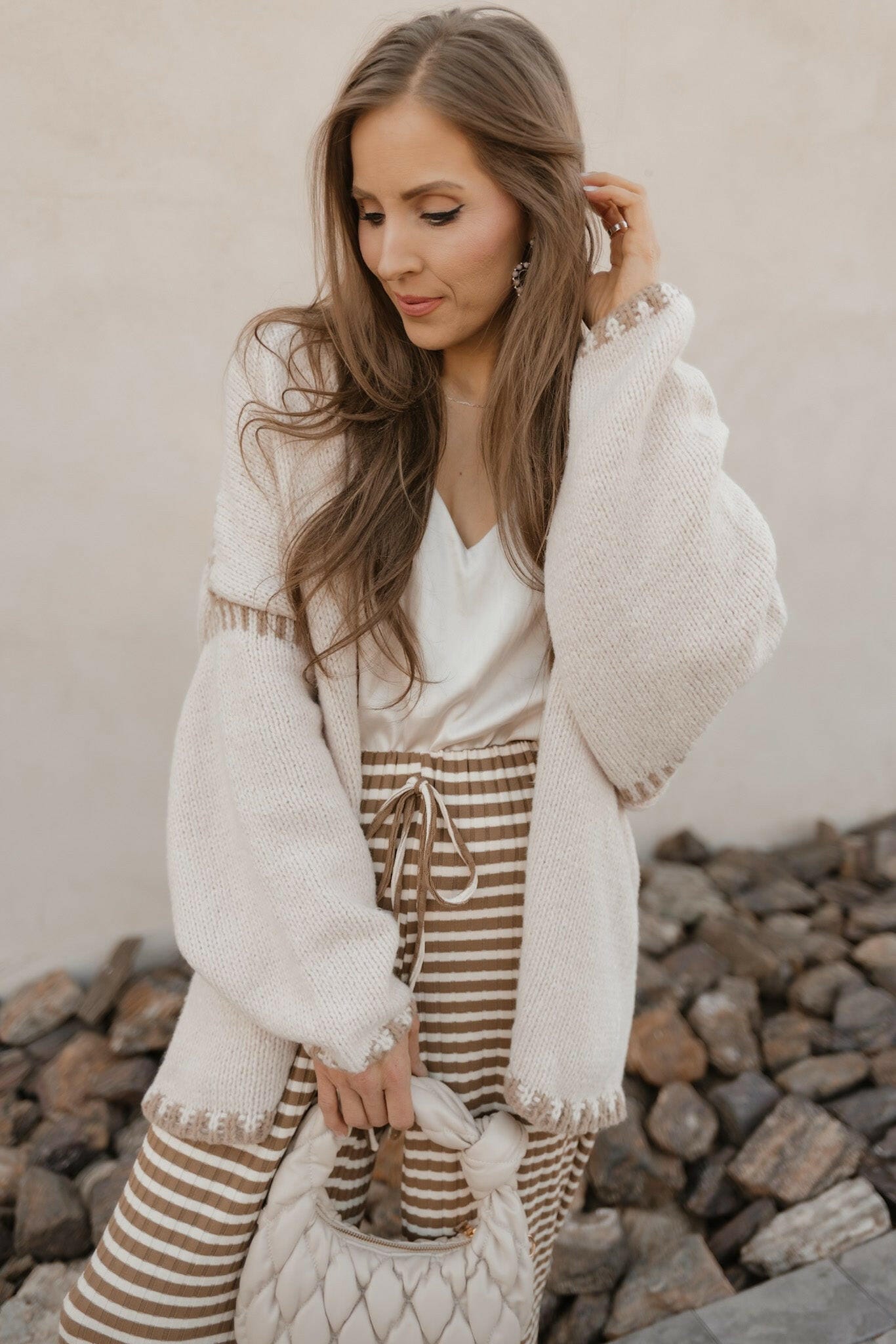 Contrast Open Front Dropped Shoulder Cardigan-Cardigan-Krush Kandy, Women's Online Fashion Boutique Located in Phoenix, Arizona (Scottsdale Area)