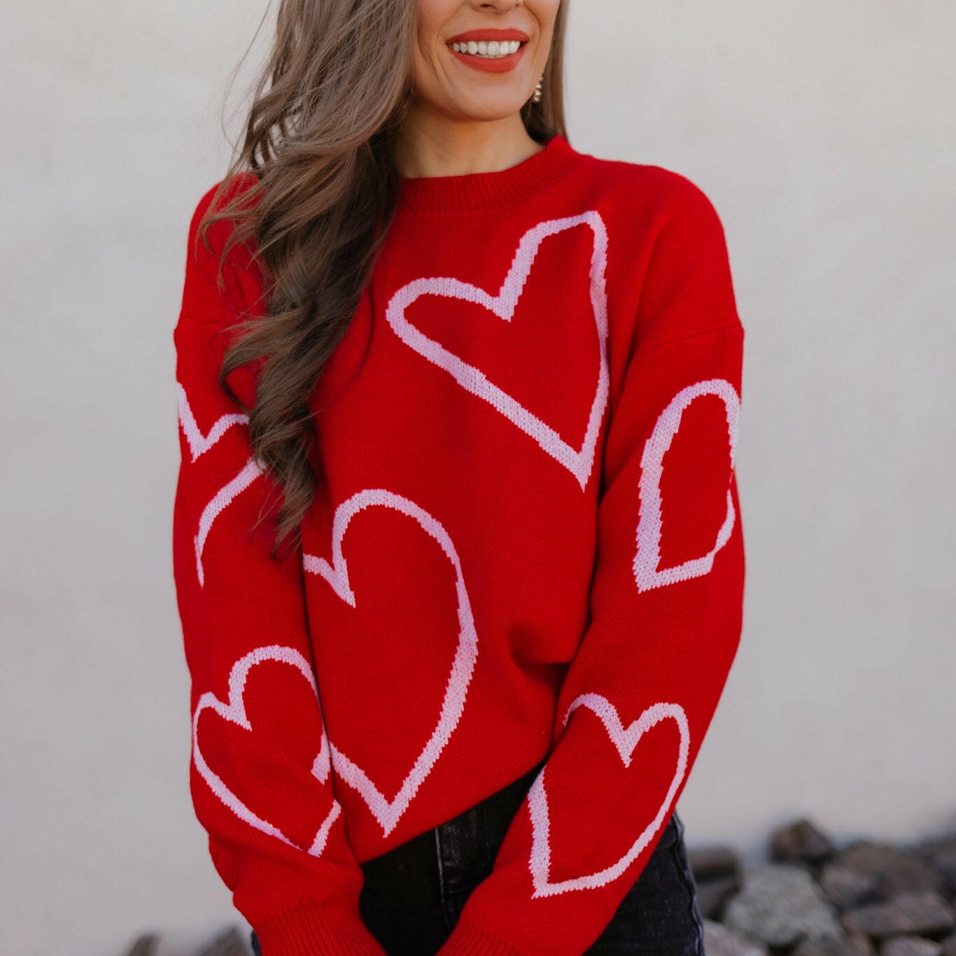 Luxe Love Viscose Heart Sweater-Sweaters-Krush Kandy, Women's Online Fashion Boutique Located in Phoenix, Arizona (Scottsdale Area)
