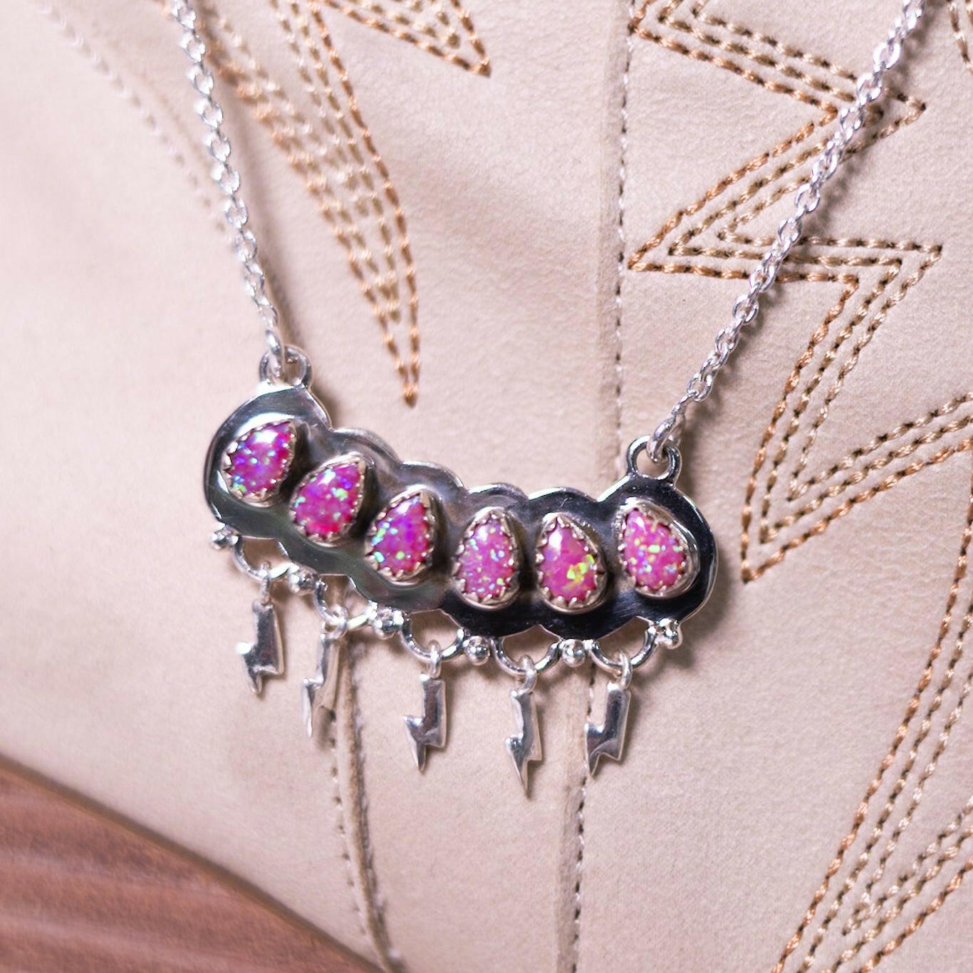 Striking Stones Sterling Silver Lightning Necklaces-Chain Necklaces-Krush Kandy, Women's Online Fashion Boutique Located in Phoenix, Arizona (Scottsdale Area)