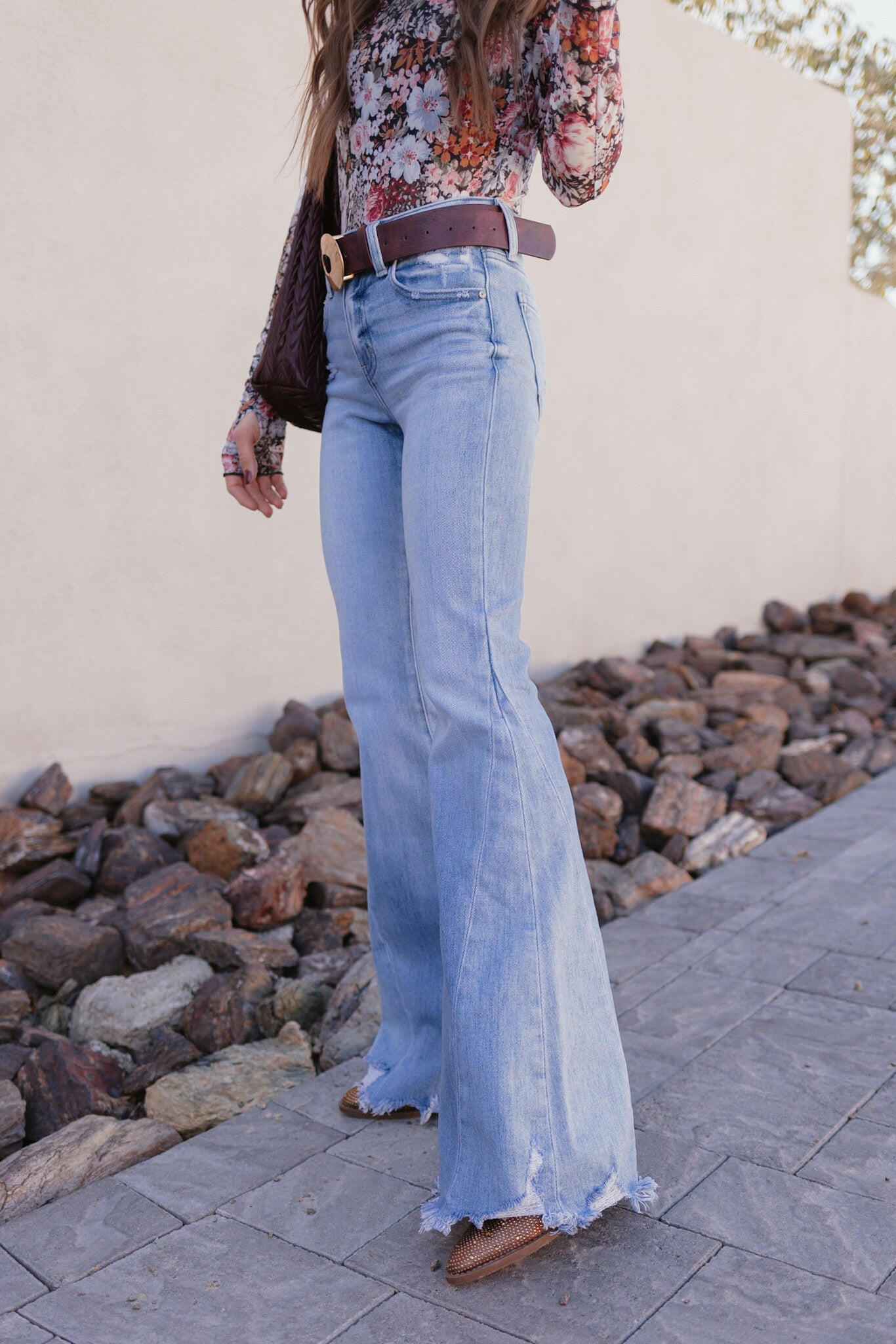 Kancan Juliet Mid Rise Raw Hem Flare Jeans-Jeans-Krush Kandy, Women's Online Fashion Boutique Located in Phoenix, Arizona (Scottsdale Area)