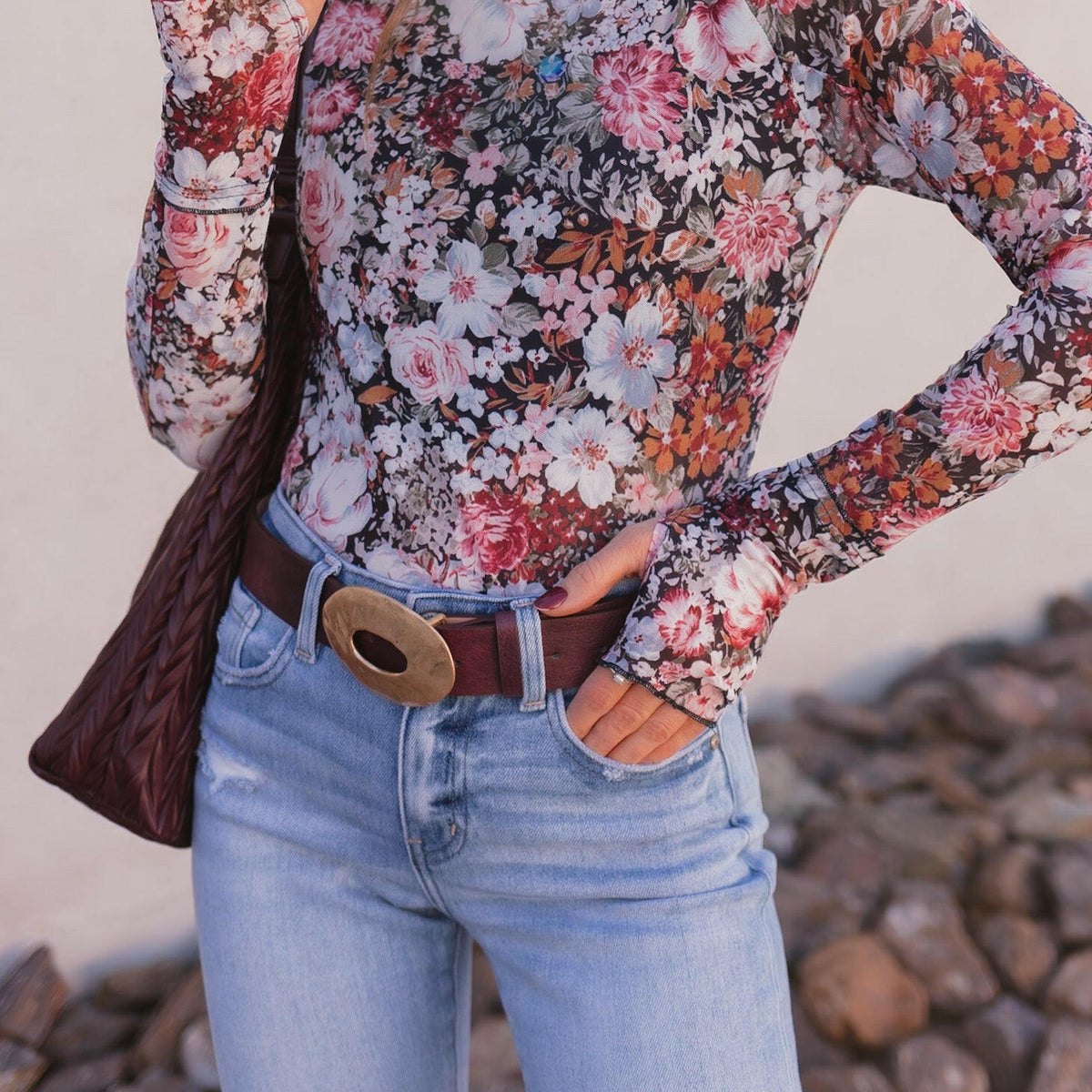Indie Petals Floral Mesh Top-Long Sleeve Tops-Krush Kandy, Women's Online Fashion Boutique Located in Phoenix, Arizona (Scottsdale Area)