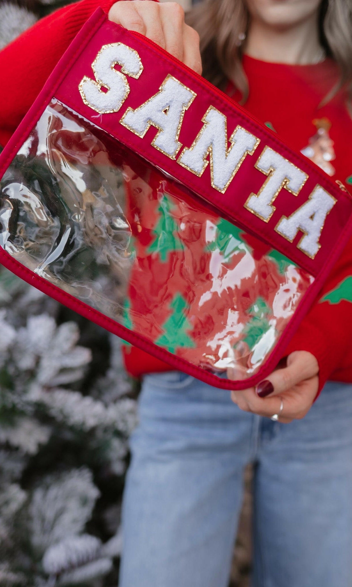 Clear Christmas Makeup Bag-Purses & Bags-Krush Kandy, Women's Online Fashion Boutique Located in Phoenix, Arizona (Scottsdale Area)