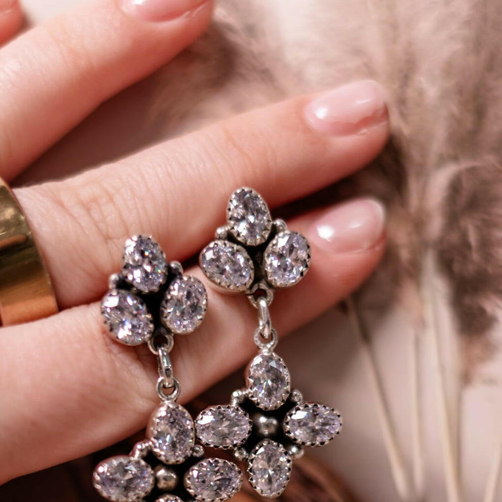 Stone Drop Cluster Earrings-Stud Earrings-Krush Kandy, Women's Online Fashion Boutique Located in Phoenix, Arizona (Scottsdale Area)