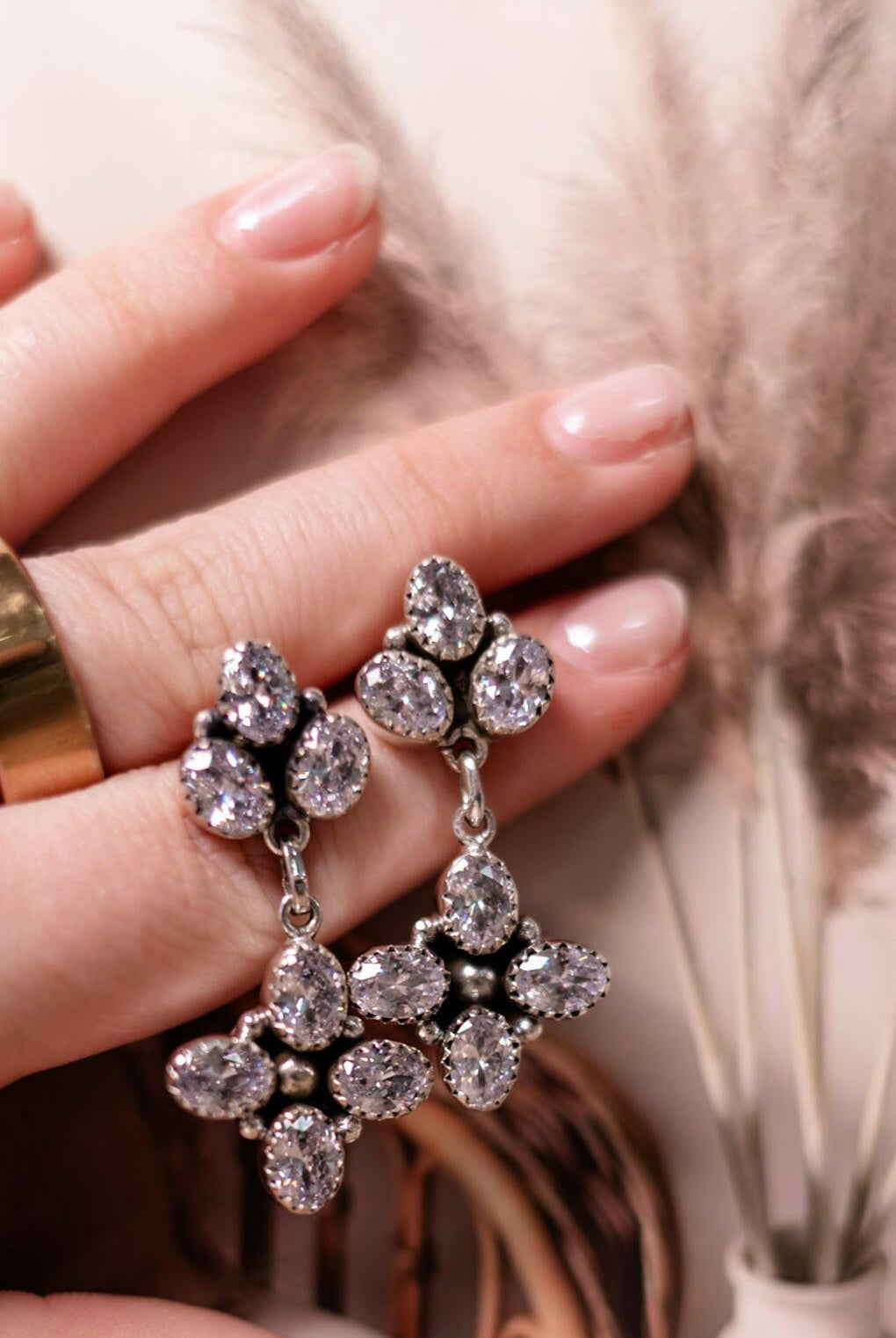 Stone Drop Cluster Earrings-Stud Earrings-Krush Kandy, Women's Online Fashion Boutique Located in Phoenix, Arizona (Scottsdale Area)