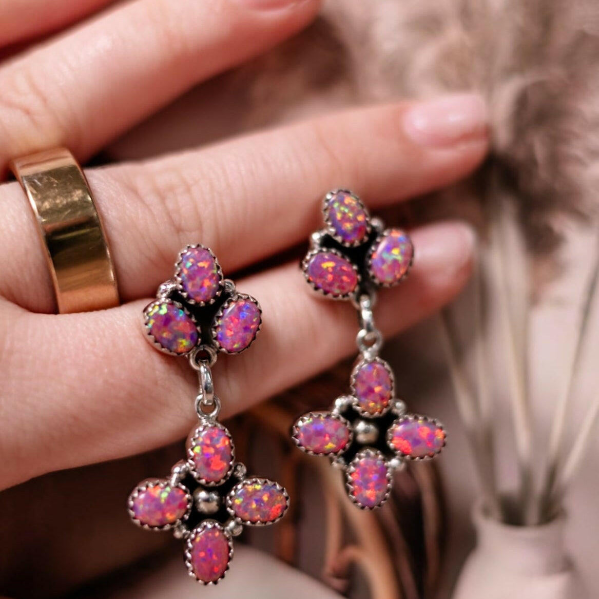 Stone Drop Cluster Earrings-Stud Earrings-Krush Kandy, Women's Online Fashion Boutique Located in Phoenix, Arizona (Scottsdale Area)