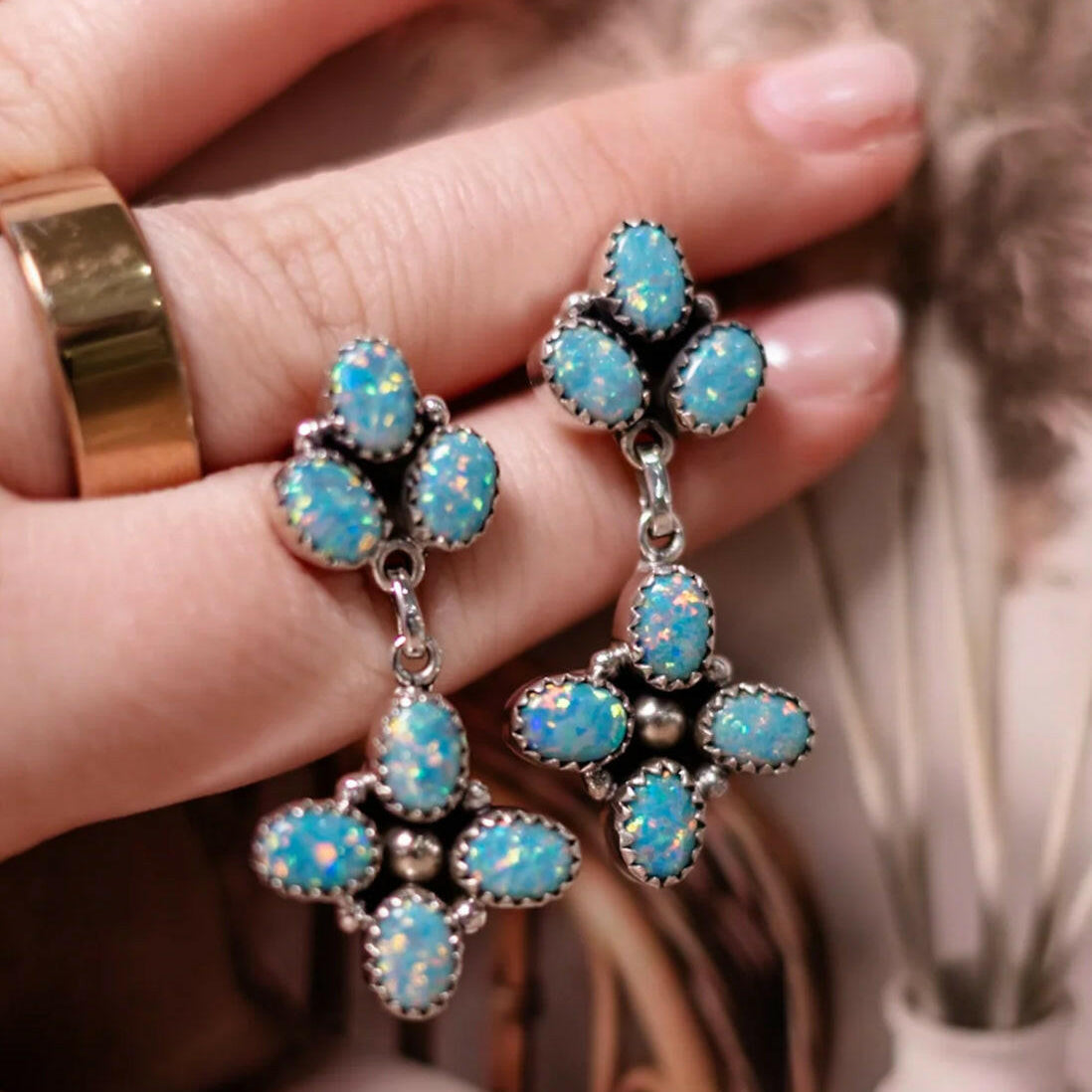 Stone Drop Cluster Earrings-Stud Earrings-Krush Kandy, Women's Online Fashion Boutique Located in Phoenix, Arizona (Scottsdale Area)