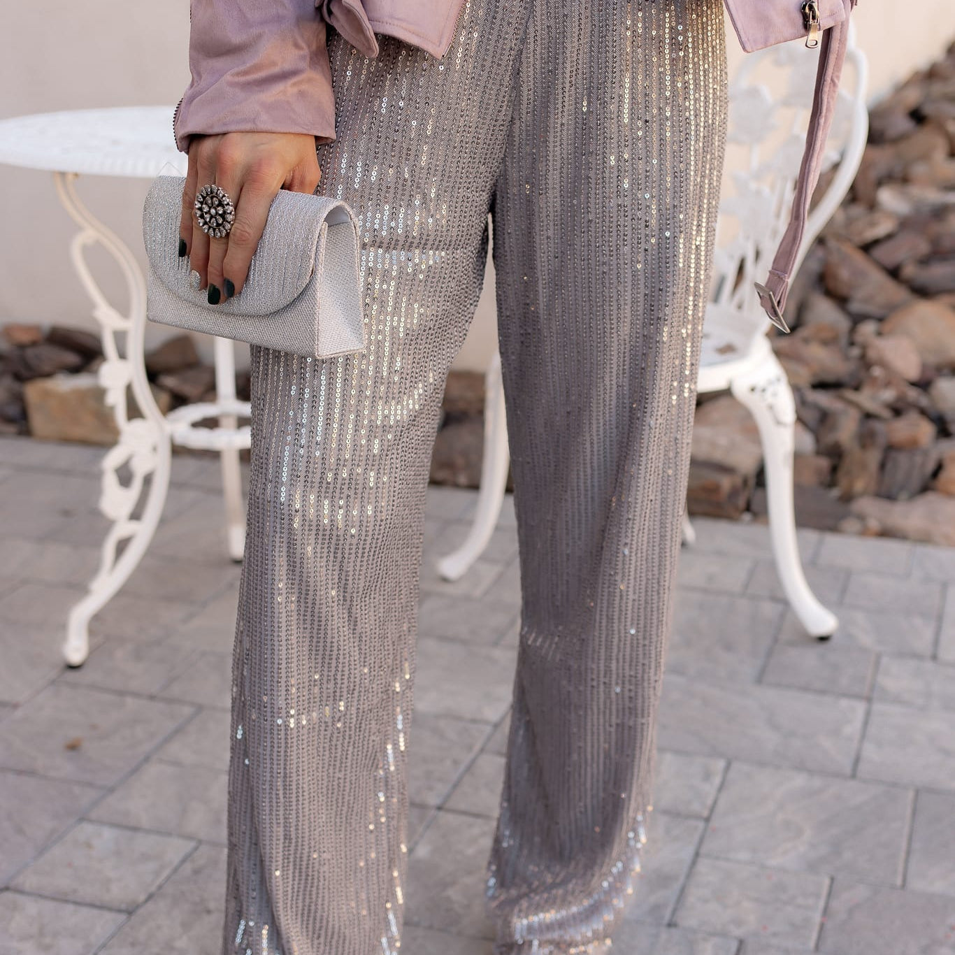 Sparkle & Shine Sequin Wide-Leg Pants