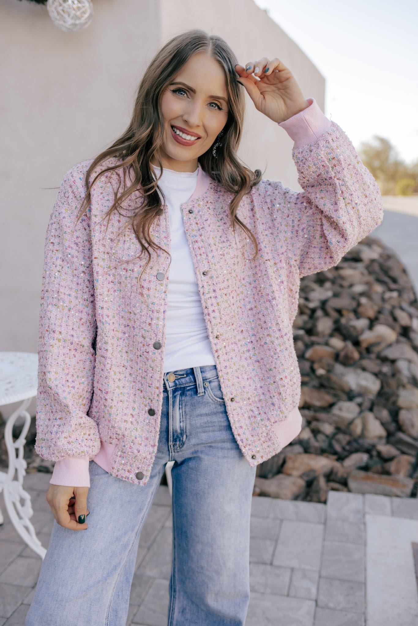 Sparkled Bomber Jacket-Jacket-Krush Kandy, Women's Online Fashion Boutique Located in Phoenix, Arizona (Scottsdale Area)