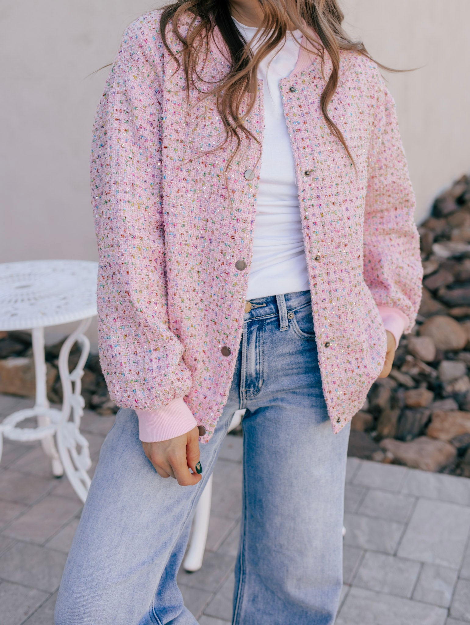 Sparkled Bomber Jacket-Jacket-Krush Kandy, Women's Online Fashion Boutique Located in Phoenix, Arizona (Scottsdale Area)