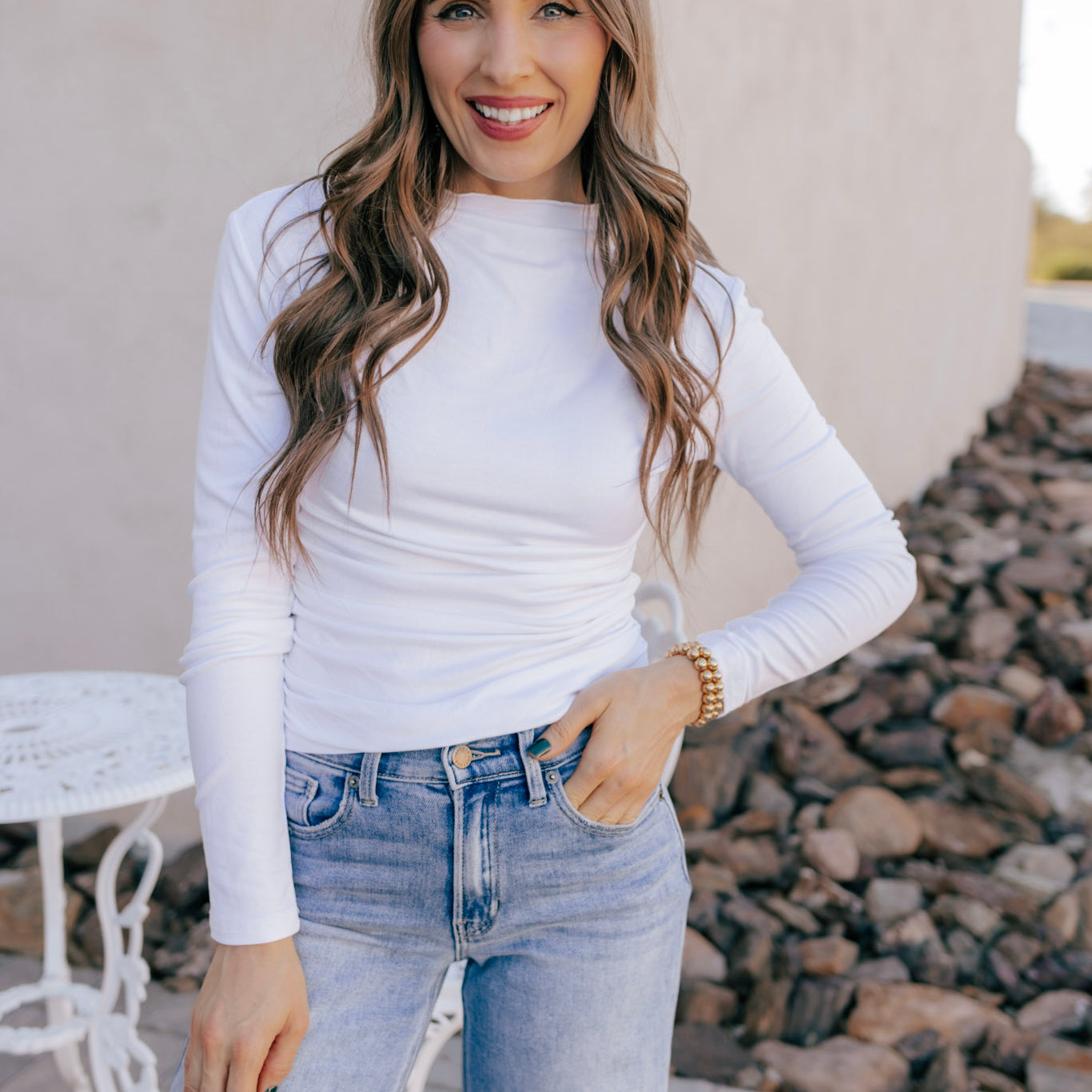 Set The Vibe Long Sleeve Ruched Top-Tops-Krush Kandy, Women's Online Fashion Boutique Located in Phoenix, Arizona (Scottsdale Area)