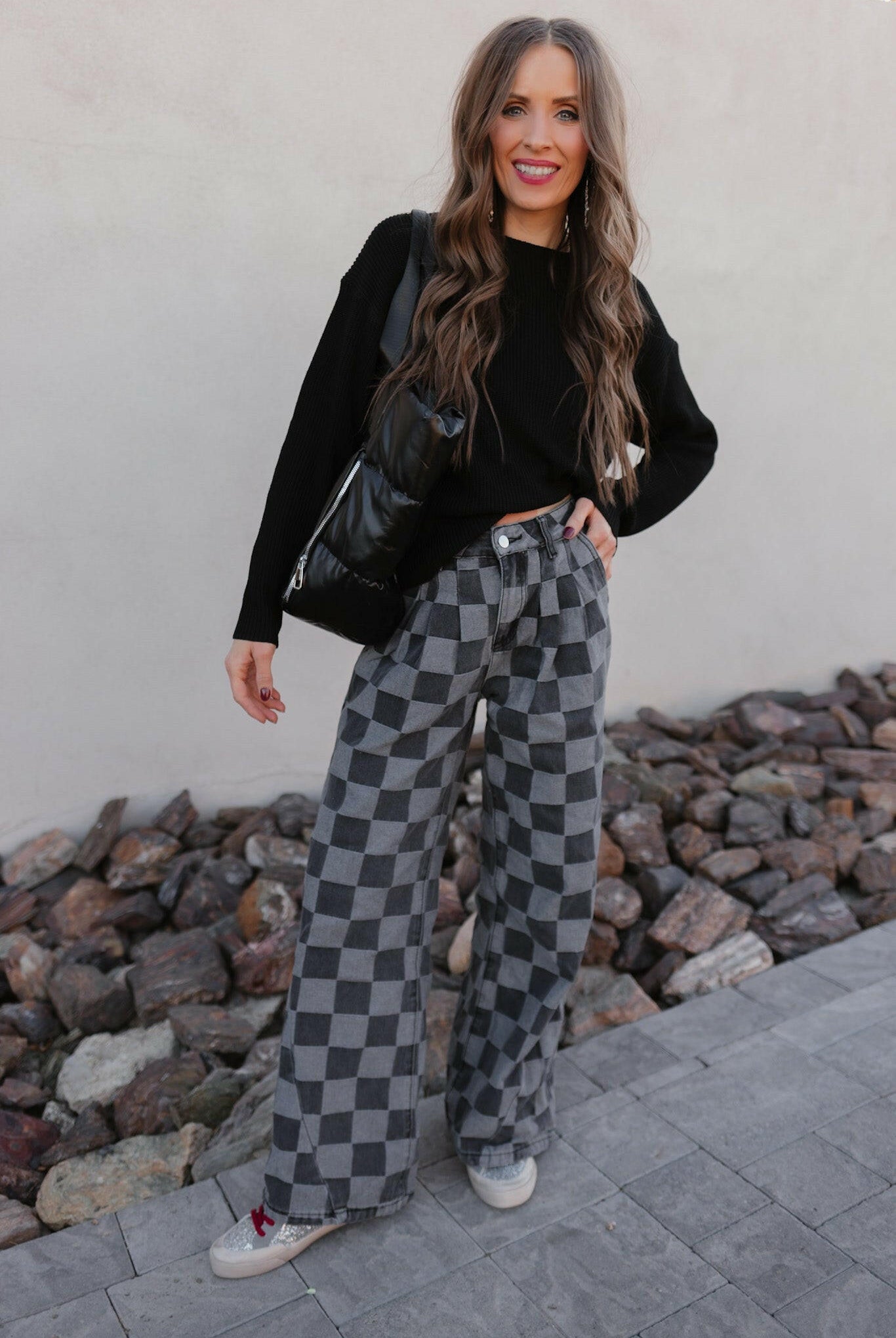 Hot to Go Checked Denim Jeans-Jeans-Krush Kandy, Women's Online Fashion Boutique Located in Phoenix, Arizona (Scottsdale Area)