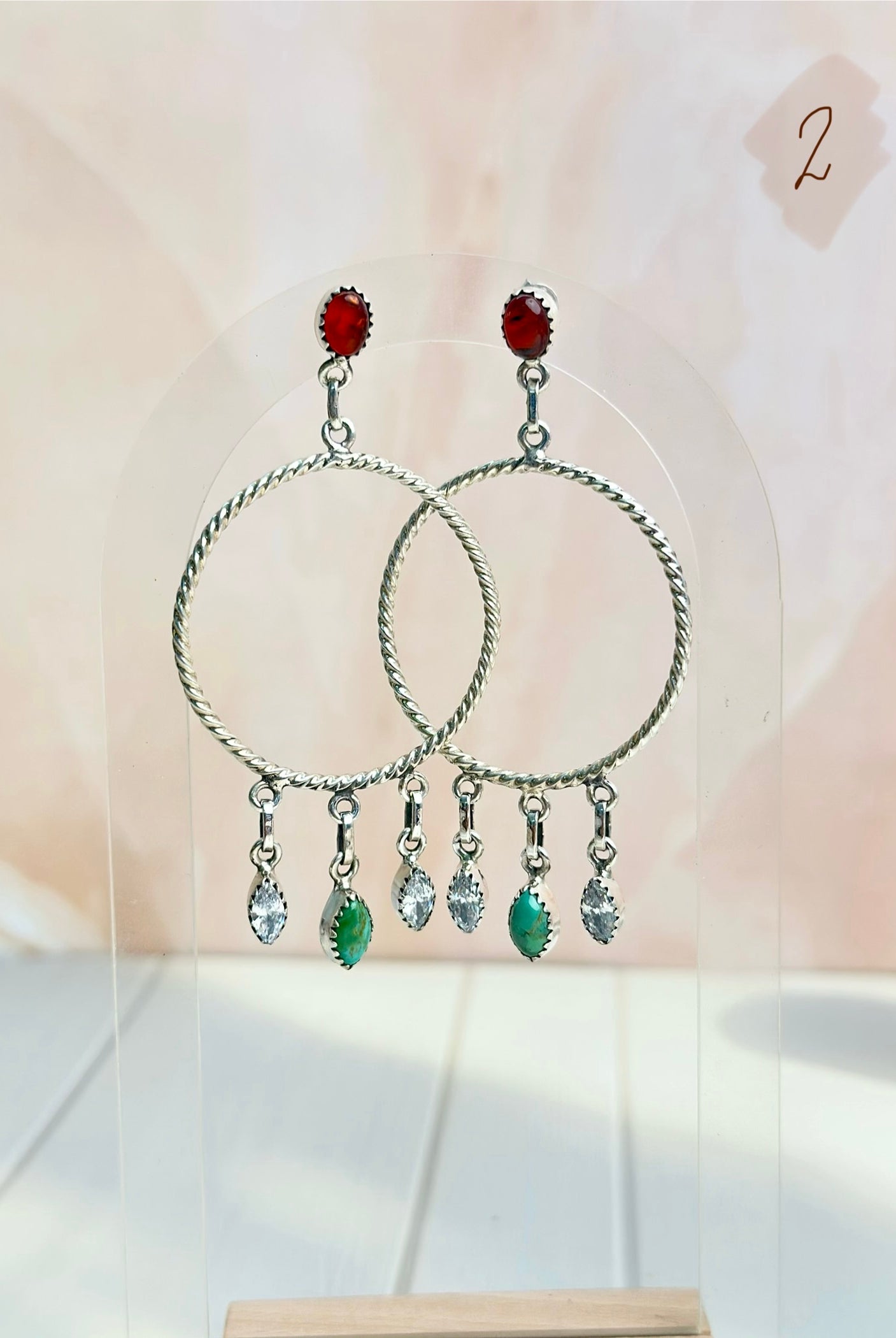 Amber, Turquoise & Crystal Boho Hoops-Earrings-Krush Kandy, Women's Online Fashion Boutique Located in Phoenix, Arizona (Scottsdale Area)