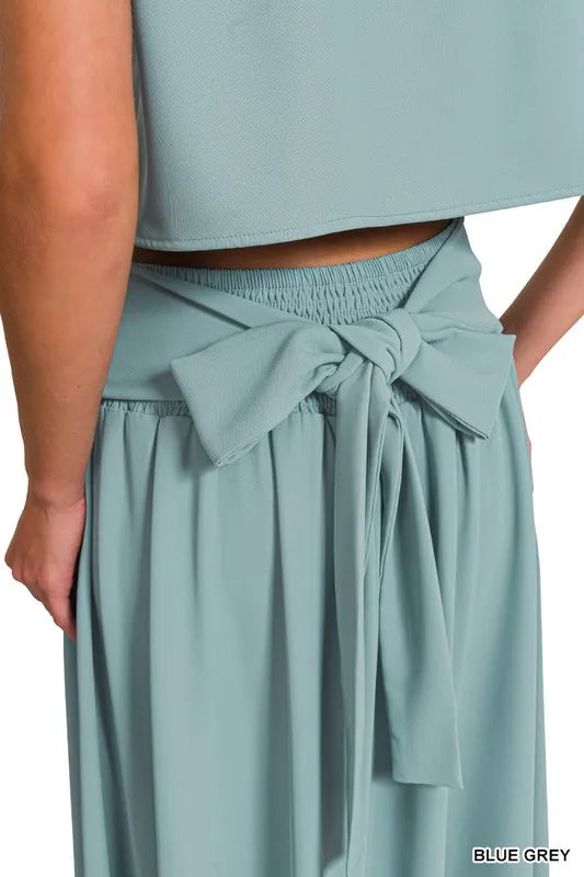 Heavy Woven Span Crop Tee & Skirt Set-2 Piece Outfit Sets-Krush Kandy, Women's Online Fashion Boutique Located in Phoenix, Arizona (Scottsdale Area)