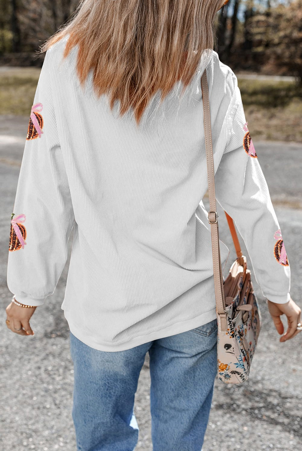 Pink Bow Pumpkin Sequin Sweatshirt-Sweaters-Krush Kandy, Women's Online Fashion Boutique Located in Phoenix, Arizona (Scottsdale Area)