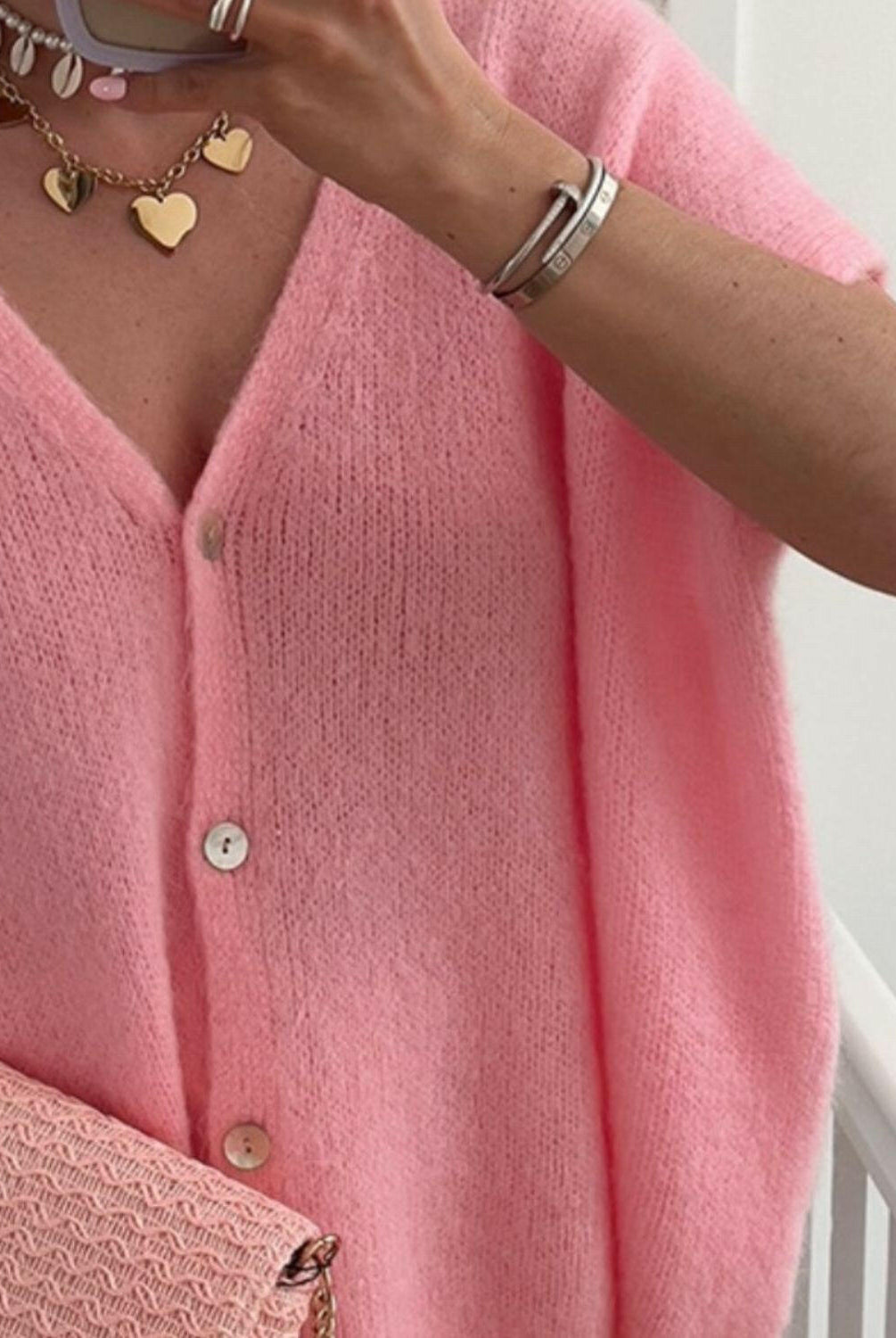 V-Neck Button Up Short Sleeve Cardigan-Tops-Krush Kandy, Women's Online Fashion Boutique Located in Phoenix, Arizona (Scottsdale Area)