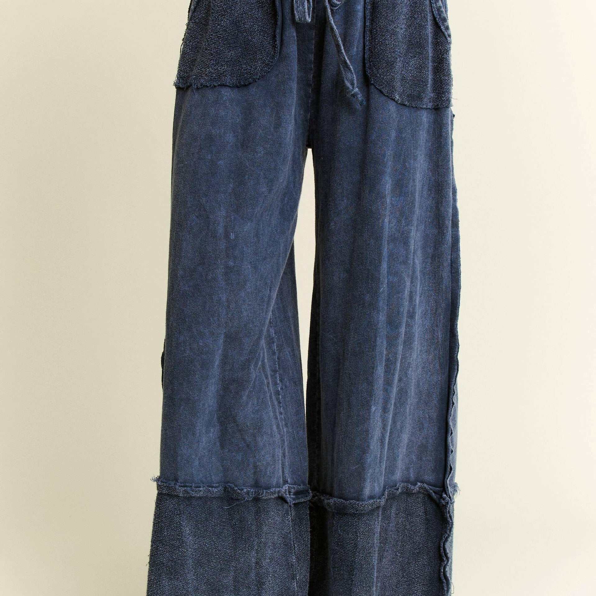 J.HER Mineral Wash Wide Pants with Raw Hem Frayed Details-Pants-Krush Kandy, Women's Online Fashion Boutique Located in Phoenix, Arizona (Scottsdale Area)