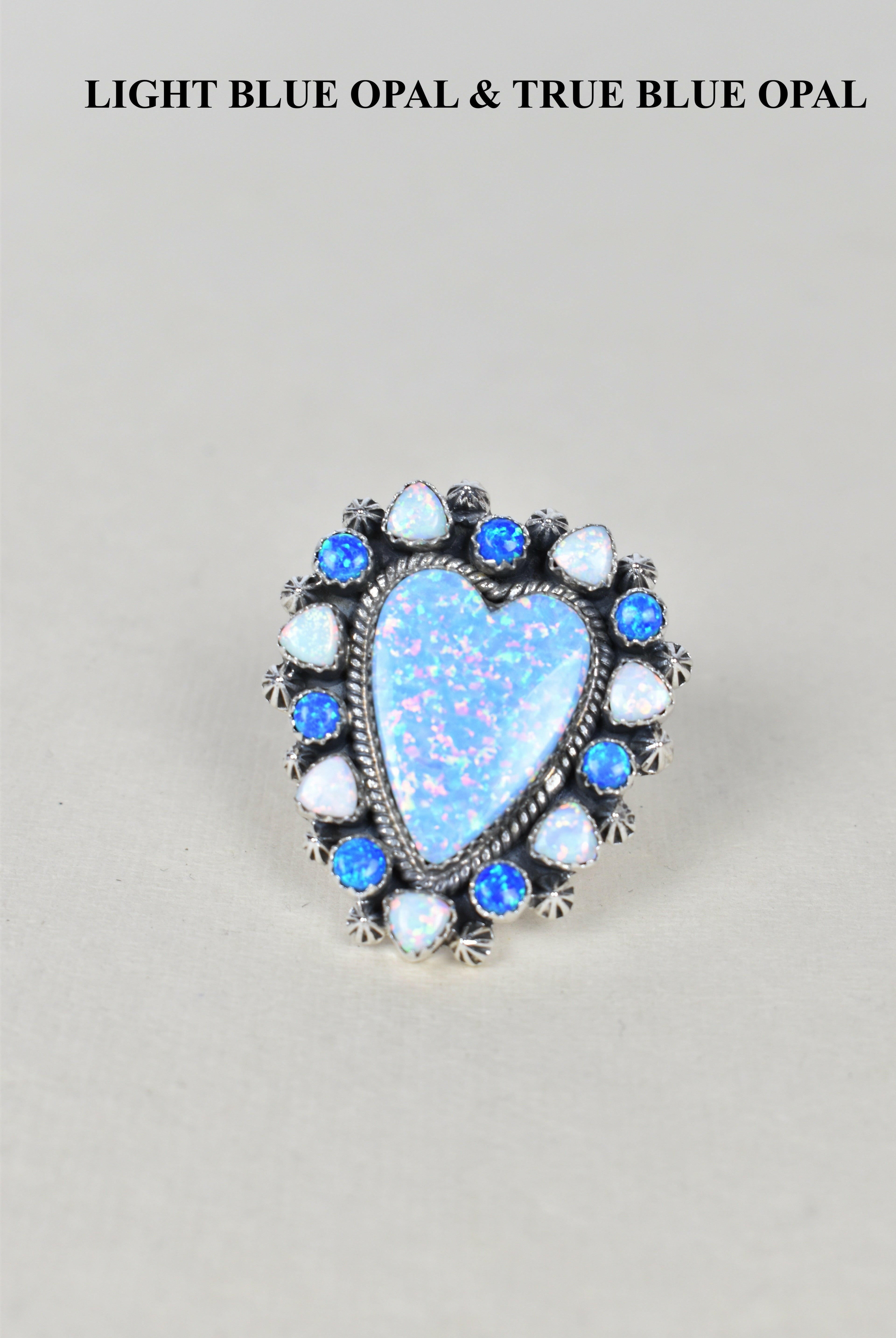 Heart Cluster Sterling Silver & Opal Rings-Cluster Rings-Krush Kandy, Women's Online Fashion Boutique Located in Phoenix, Arizona (Scottsdale Area)