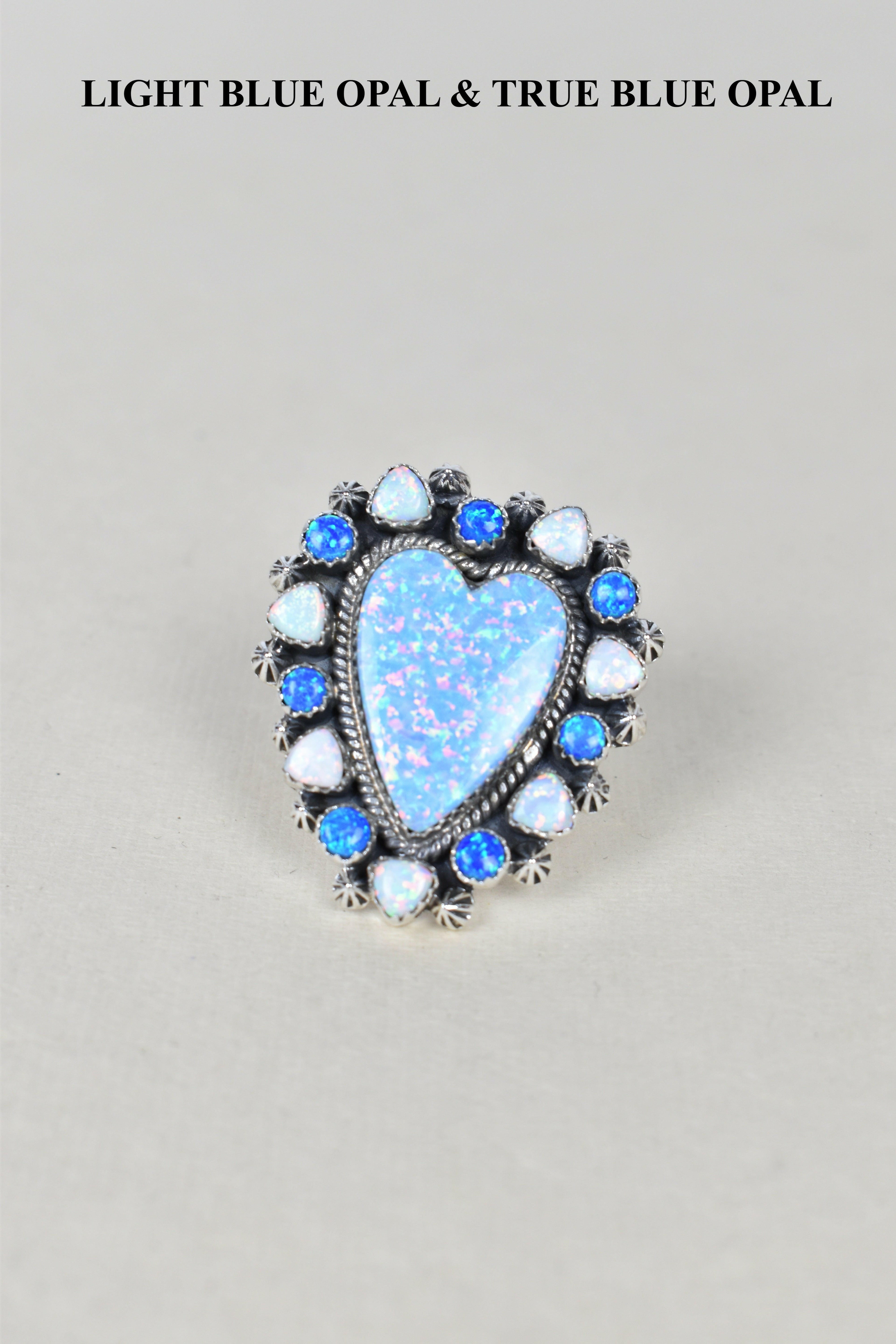Heart Cluster Sterling Silver & Opal Rings-Cluster Rings-Krush Kandy, Women's Online Fashion Boutique Located in Phoenix, Arizona (Scottsdale Area)