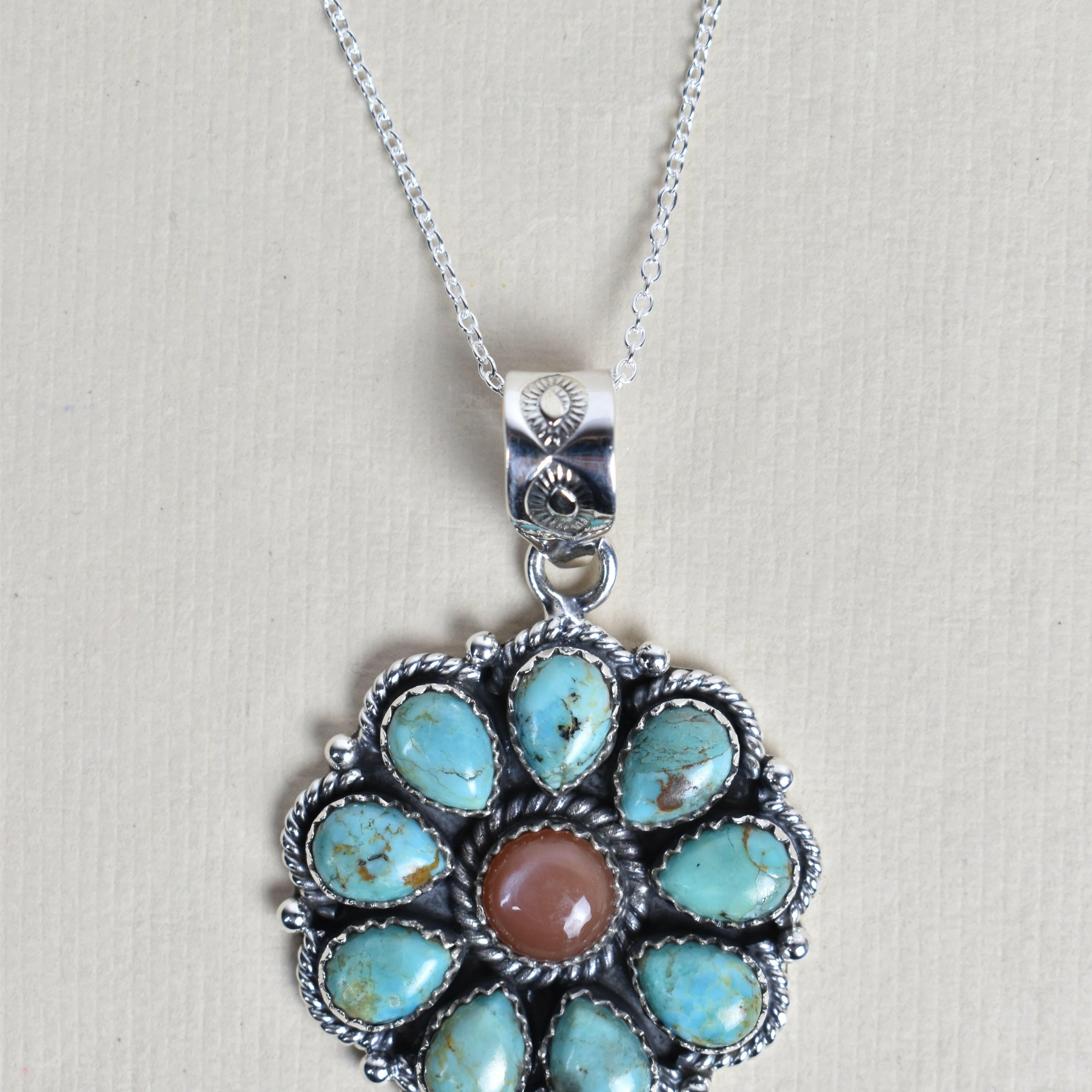 Daisy Days Sterling Silver & Stone Cluster Necklaces-Pendant Necklaces-Krush Kandy, Women's Online Fashion Boutique Located in Phoenix, Arizona (Scottsdale Area)