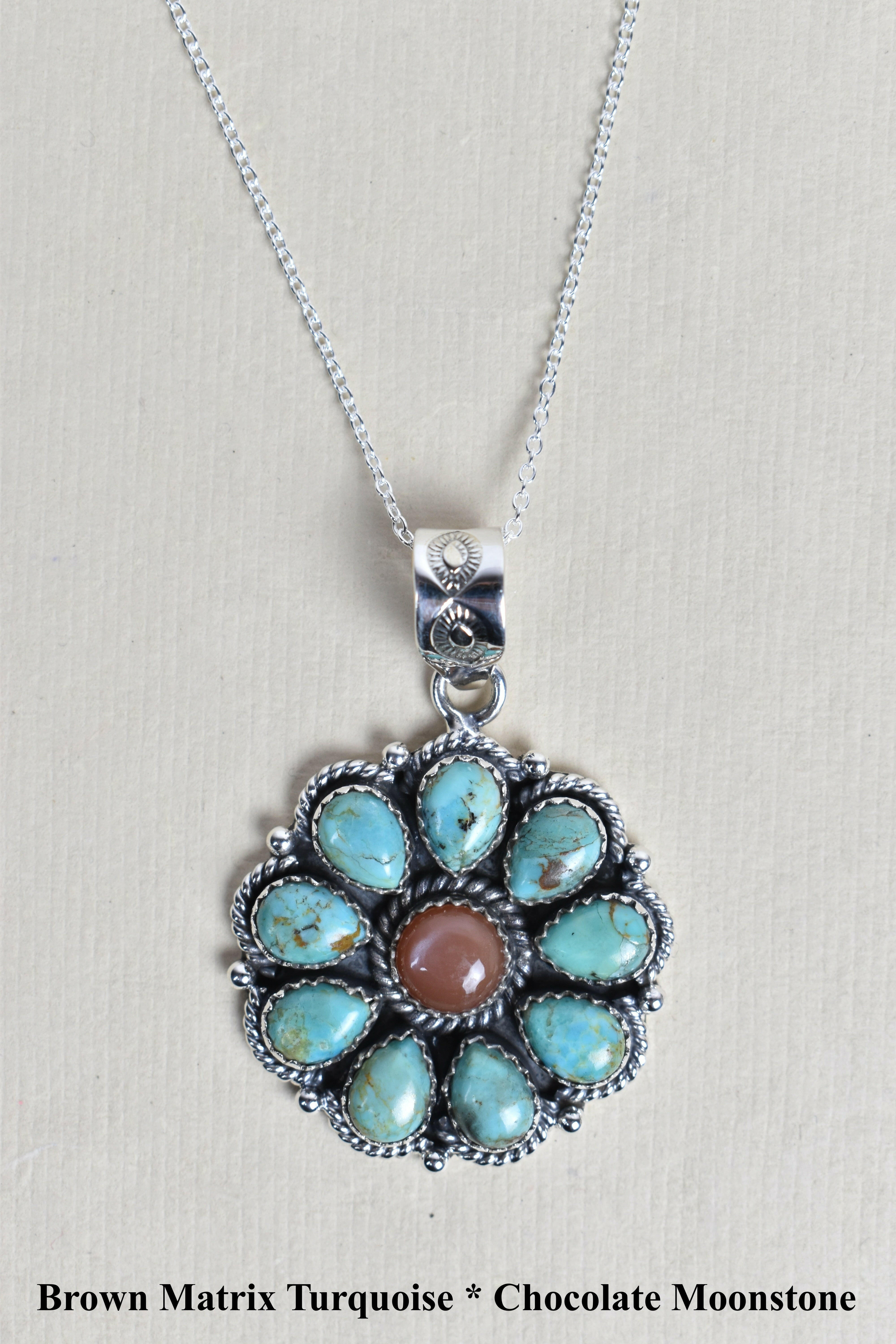Daisy Days Sterling Silver & Stone Cluster Necklaces-Pendant Necklaces-Krush Kandy, Women's Online Fashion Boutique Located in Phoenix, Arizona (Scottsdale Area)