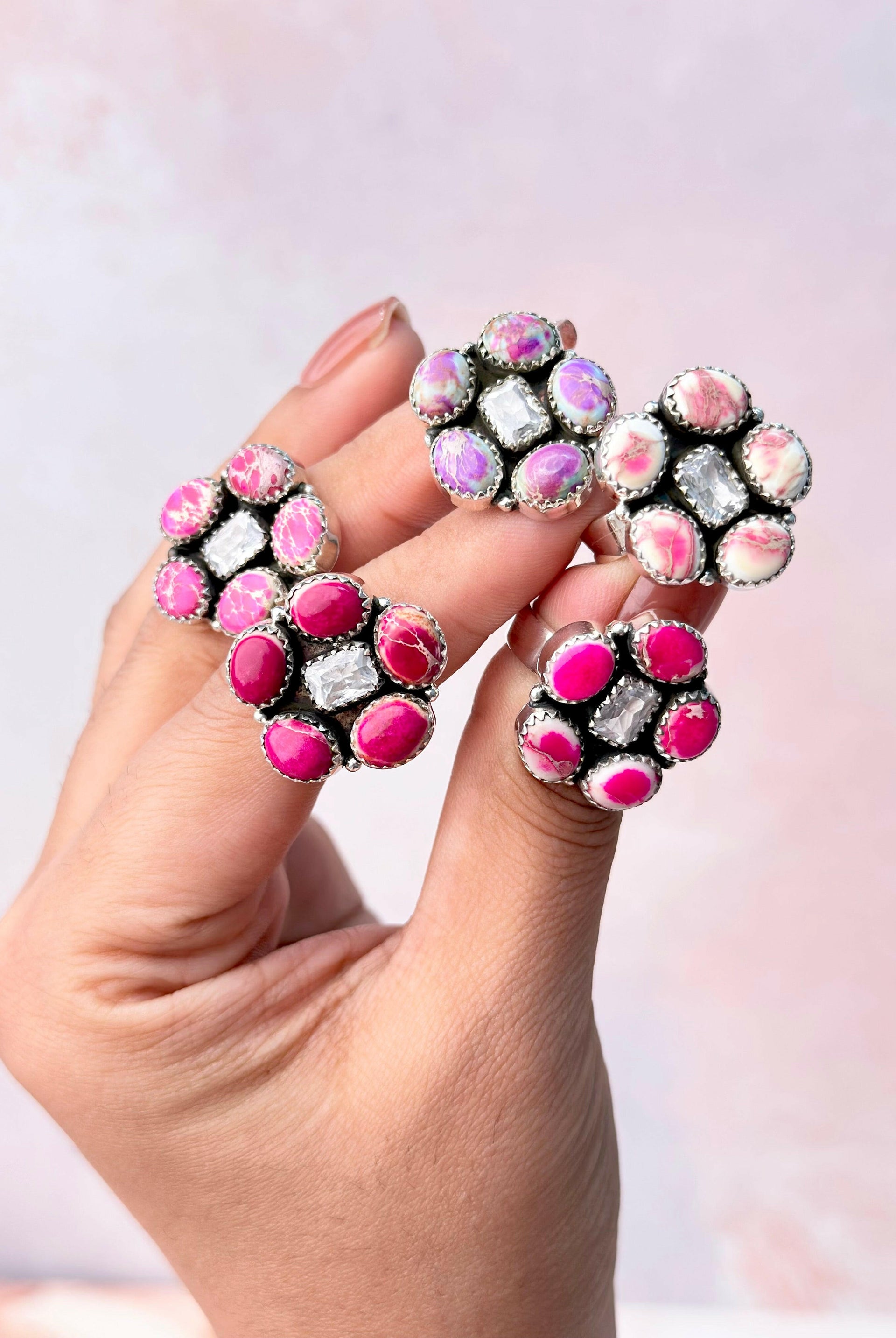 Desert Jasper Dainty Flower CZ Rings-Rings-Krush Kandy, Women's Online Fashion Boutique Located in Phoenix, Arizona (Scottsdale Area)