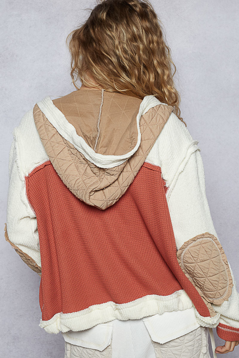 POL Quilted Patchwork Hoodie Jacket-Jackets-Krush Kandy, Women's Online Fashion Boutique Located in Phoenix, Arizona (Scottsdale Area)