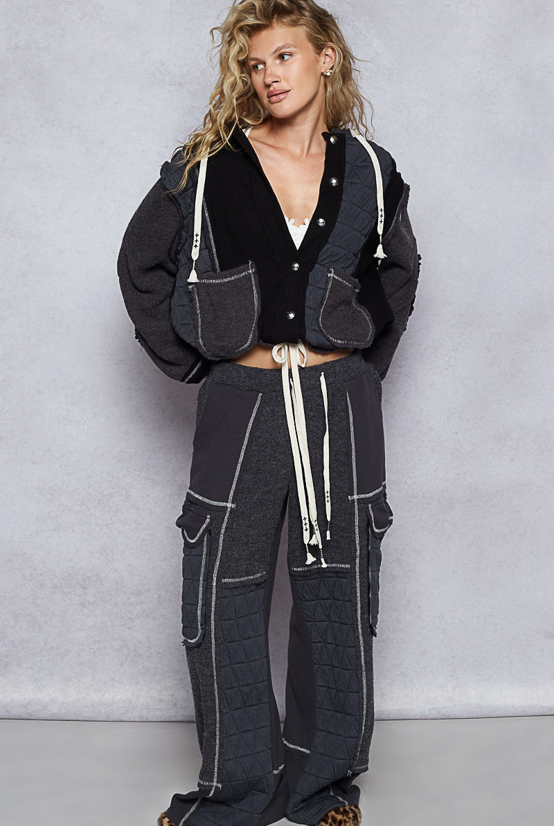 POL Patchwork Quilted Cargo Joggers-Pants-Krush Kandy, Women's Online Fashion Boutique Located in Phoenix, Arizona (Scottsdale Area)