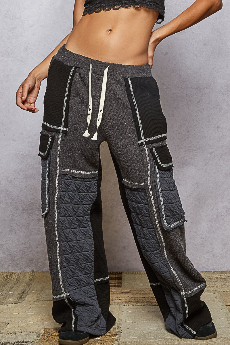 POL Patchwork Quilted Cargo Joggers-Pants-Krush Kandy, Women's Online Fashion Boutique Located in Phoenix, Arizona (Scottsdale Area)