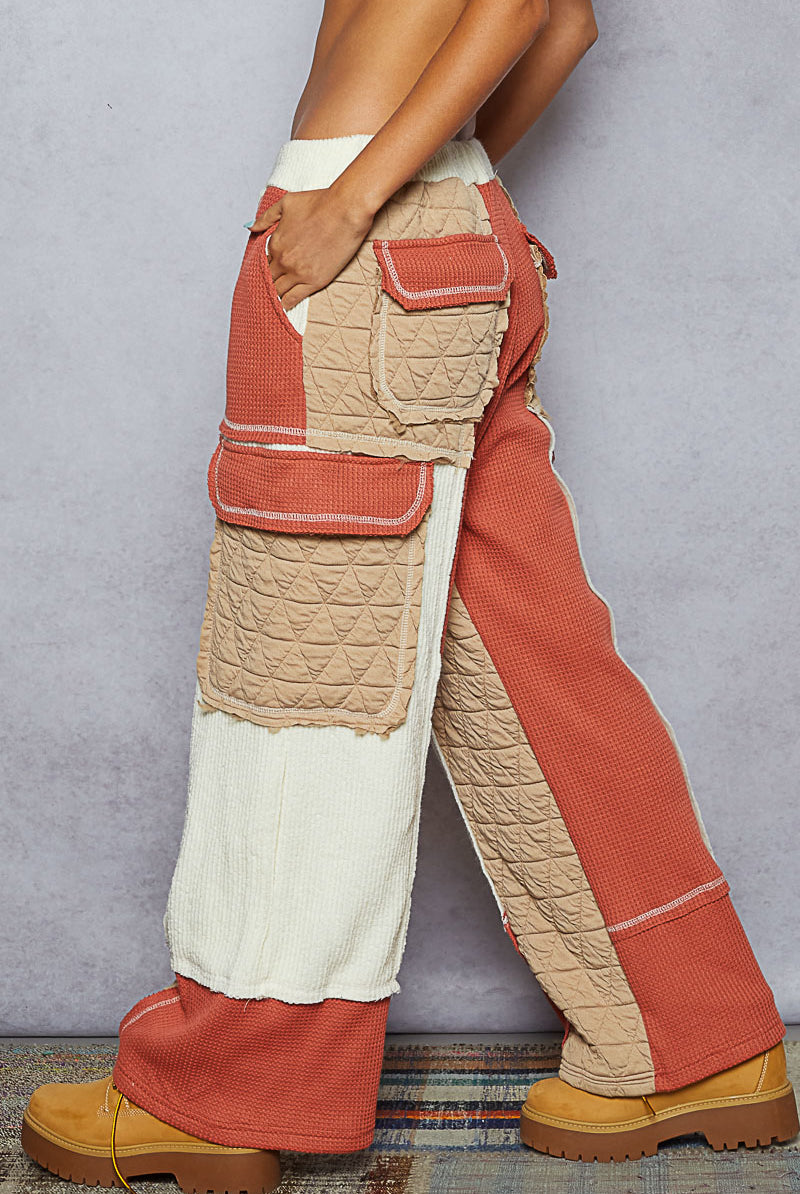 POL Patchwork Quilted Cargo Joggers-Pants-Krush Kandy, Women's Online Fashion Boutique Located in Phoenix, Arizona (Scottsdale Area)