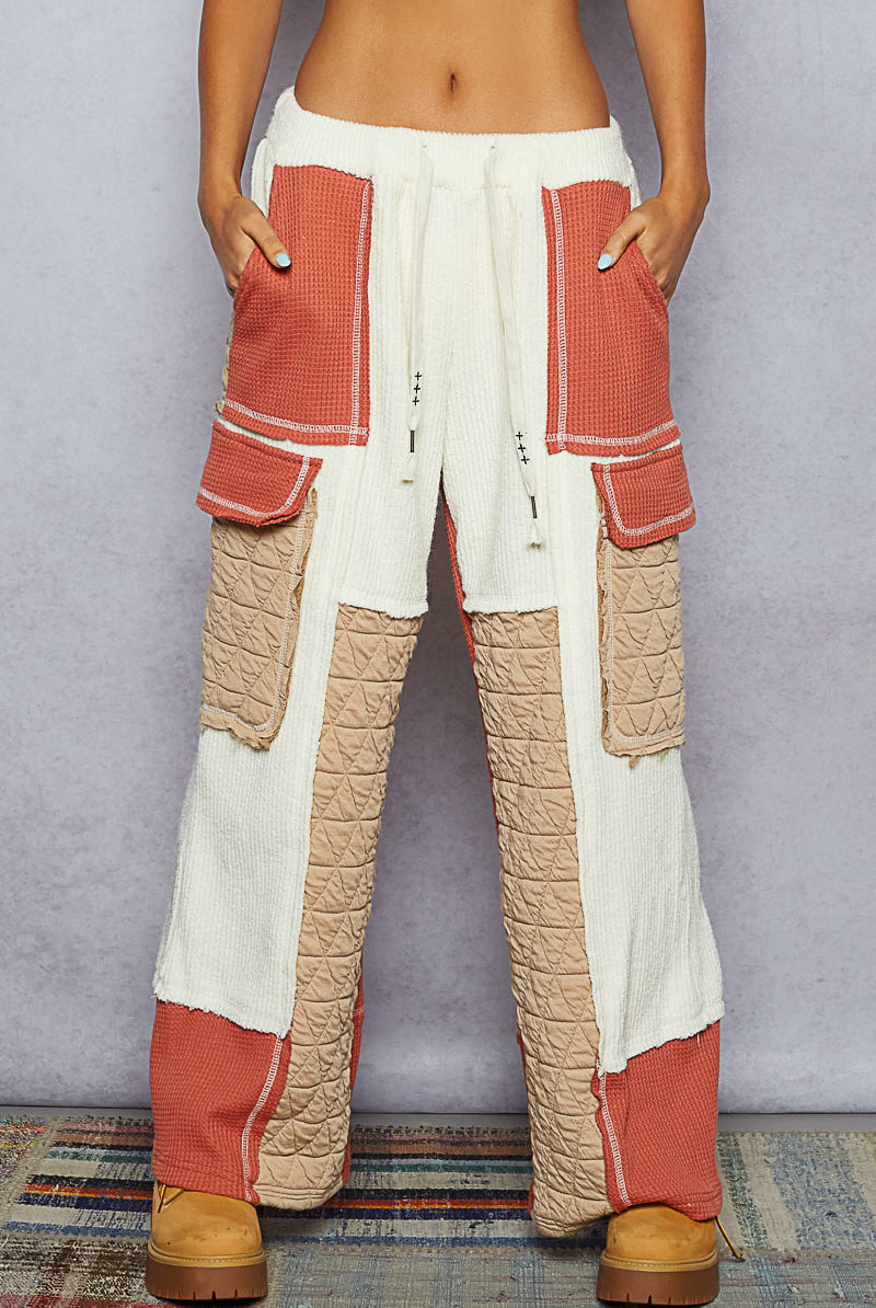 POL Patchwork Quilted Cargo Joggers-Pants-Krush Kandy, Women's Online Fashion Boutique Located in Phoenix, Arizona (Scottsdale Area)