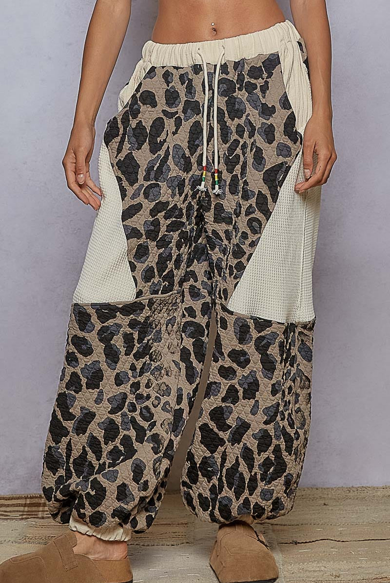 POL Double Gauze Patchwork Quilted Print Knit Pants-Pants-Krush Kandy, Women's Online Fashion Boutique Located in Phoenix, Arizona (Scottsdale Area)