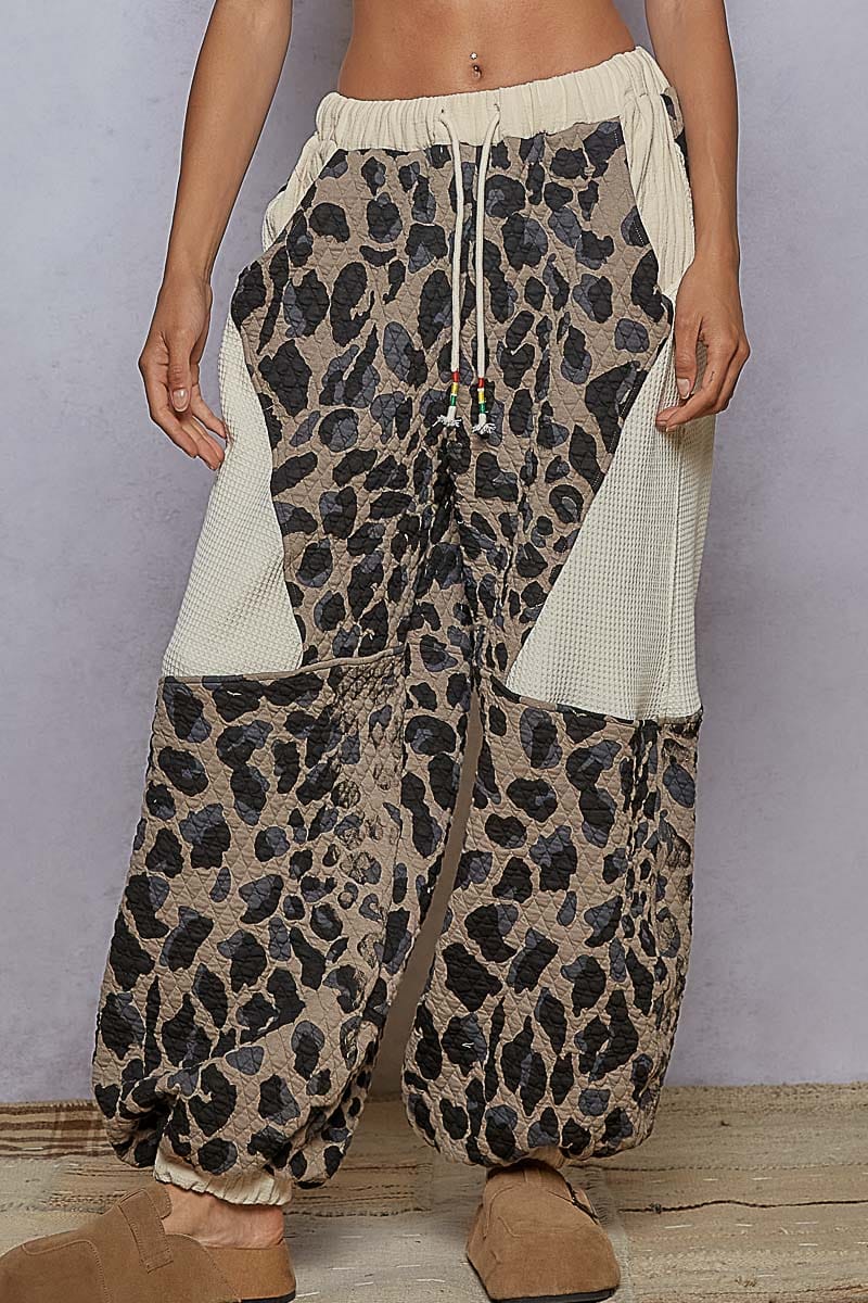 POL Double Gauze Patchwork Quilted Print Knit Pants-Pants-Krush Kandy, Women's Online Fashion Boutique Located in Phoenix, Arizona (Scottsdale Area)