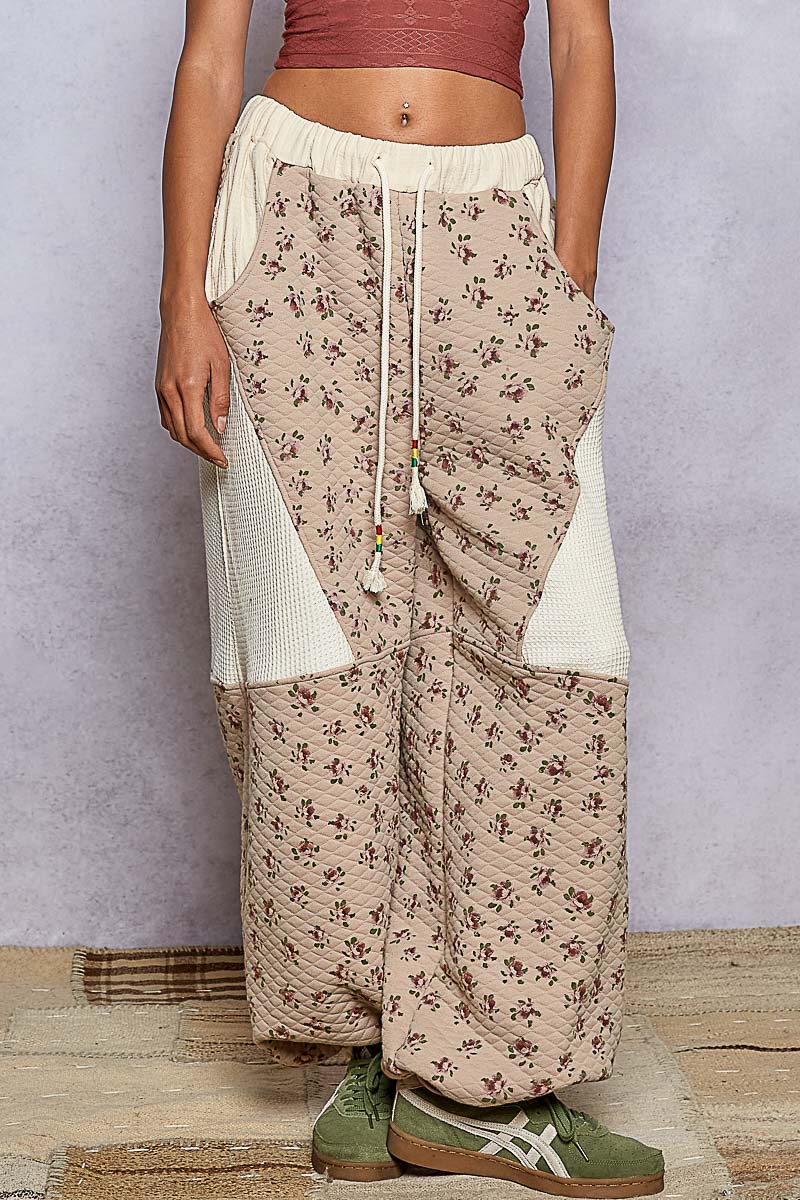 POL Double Gauze Patchwork Quilted Print Knit Pants-Pants-Krush Kandy, Women's Online Fashion Boutique Located in Phoenix, Arizona (Scottsdale Area)
