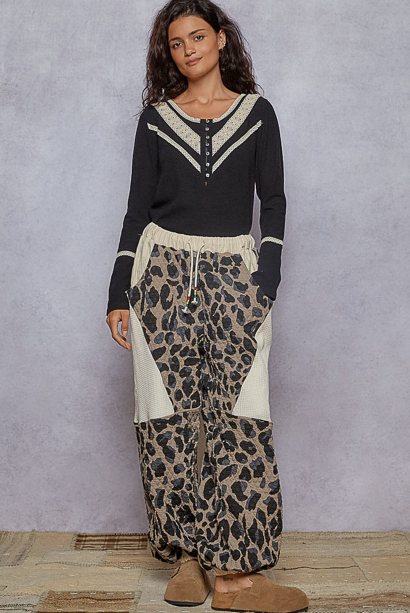 POL Double Gauze Patchwork Quilted Print Knit Pants-Pants-Krush Kandy, Women's Online Fashion Boutique Located in Phoenix, Arizona (Scottsdale Area)