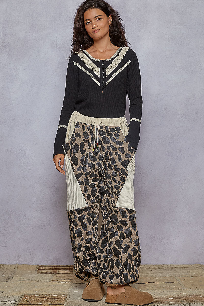 POL Double Gauze Patchwork Quilted Print Knit Pants-Pants-Krush Kandy, Women's Online Fashion Boutique Located in Phoenix, Arizona (Scottsdale Area)