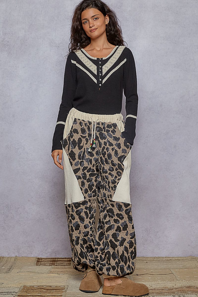 POL Double Gauze Patchwork Quilted Print Knit Pants-Pants-Krush Kandy, Women's Online Fashion Boutique Located in Phoenix, Arizona (Scottsdale Area)