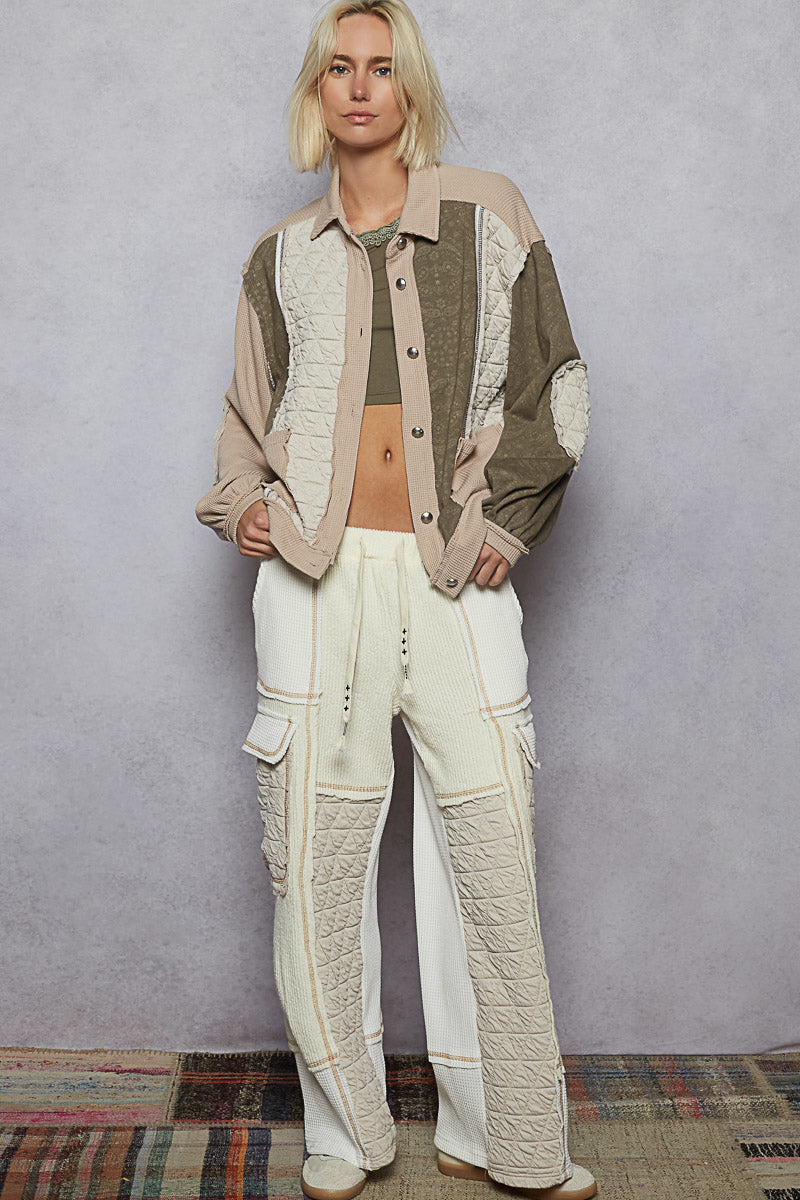 POL Floral Print Contrast Color Bloc k Quilted Jacket-Jacket-Krush Kandy, Women's Online Fashion Boutique Located in Phoenix, Arizona (Scottsdale Area)