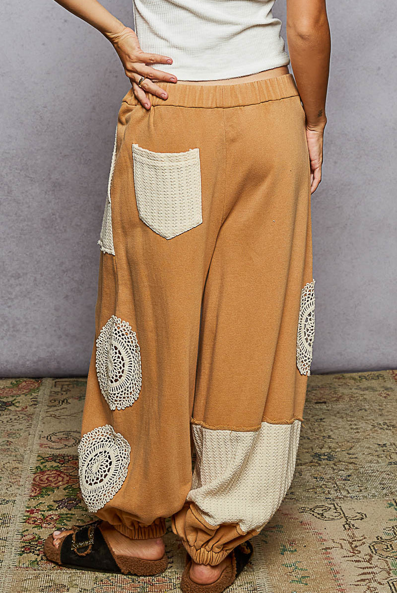 POL Boho Patchwork Crochet Pocket Pants-pants-Krush Kandy, Women's Online Fashion Boutique Located in Phoenix, Arizona (Scottsdale Area)