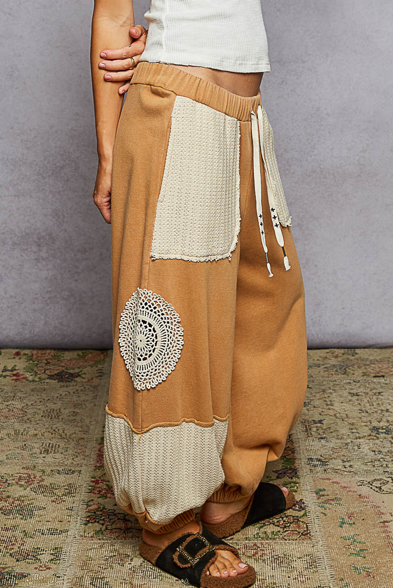 POL Boho Patchwork Crochet Pocket Pants-pants-Krush Kandy, Women's Online Fashion Boutique Located in Phoenix, Arizona (Scottsdale Area)