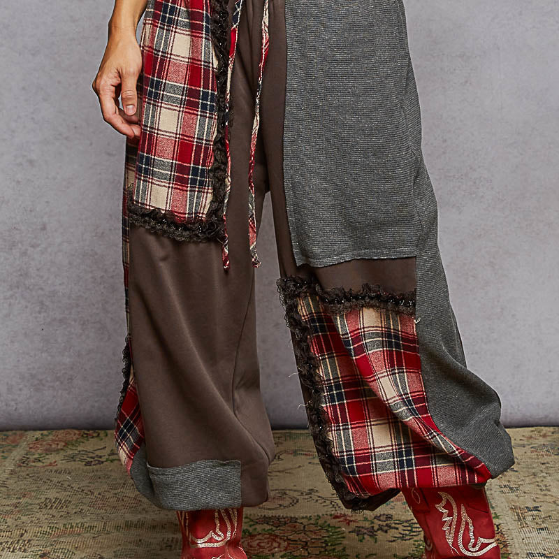 POL Plaid Contrast French Terry Jogger Pants-pants-Krush Kandy, Women's Online Fashion Boutique Located in Phoenix, Arizona (Scottsdale Area)