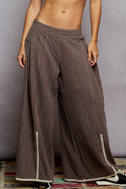 POL Gauze Wide-Leg Trim Pants-Pants-Krush Kandy, Women's Online Fashion Boutique Located in Phoenix, Arizona (Scottsdale Area)