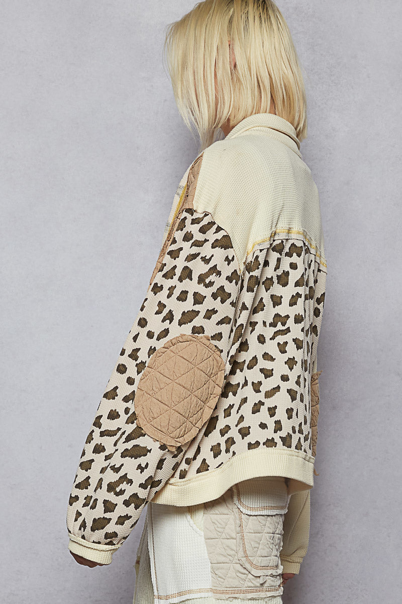 POL Floral Print Contrast Color Bloc k Quilted Jacket-Jacket-Krush Kandy, Women's Online Fashion Boutique Located in Phoenix, Arizona (Scottsdale Area)